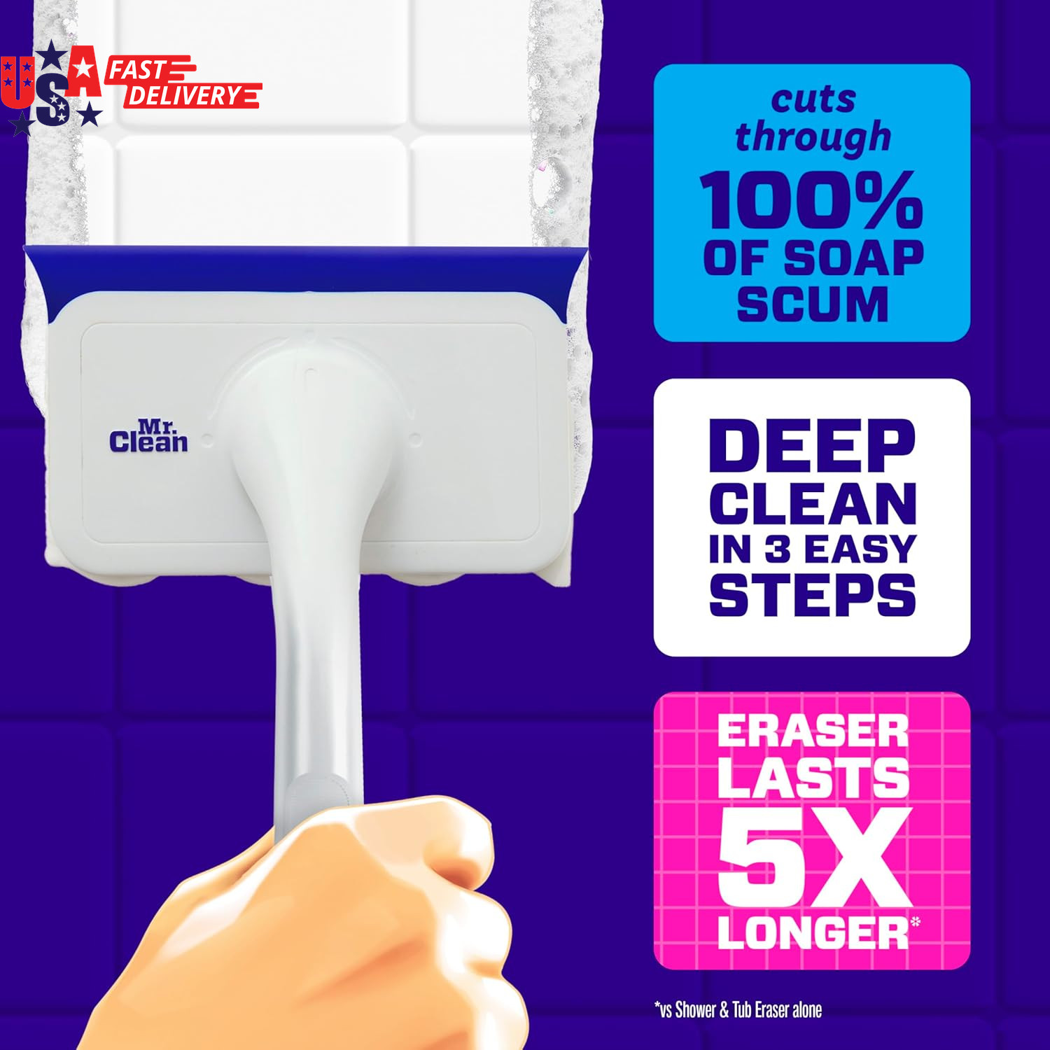 Magic Eraser Shower & Tub Scrubber, Bathroom Cleaner, All in One Bathroom Cleane