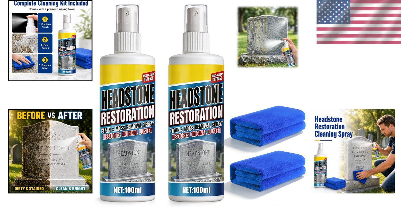 Gentle & Effective 100ml Headstone Cleaner Spray – Perfect for Cemetery Care