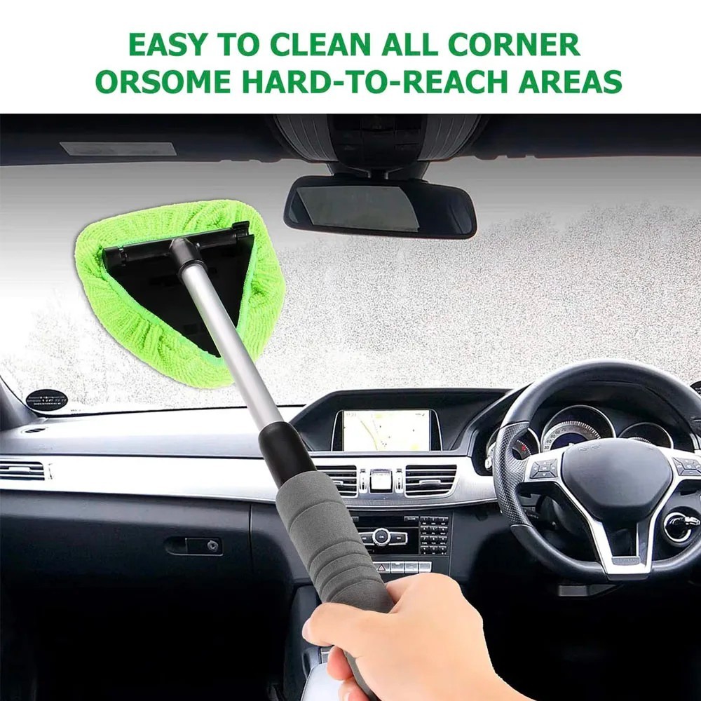 Telescopic Car Window Windshield Cleaning Brush Set Microfiber Window Glass Clea