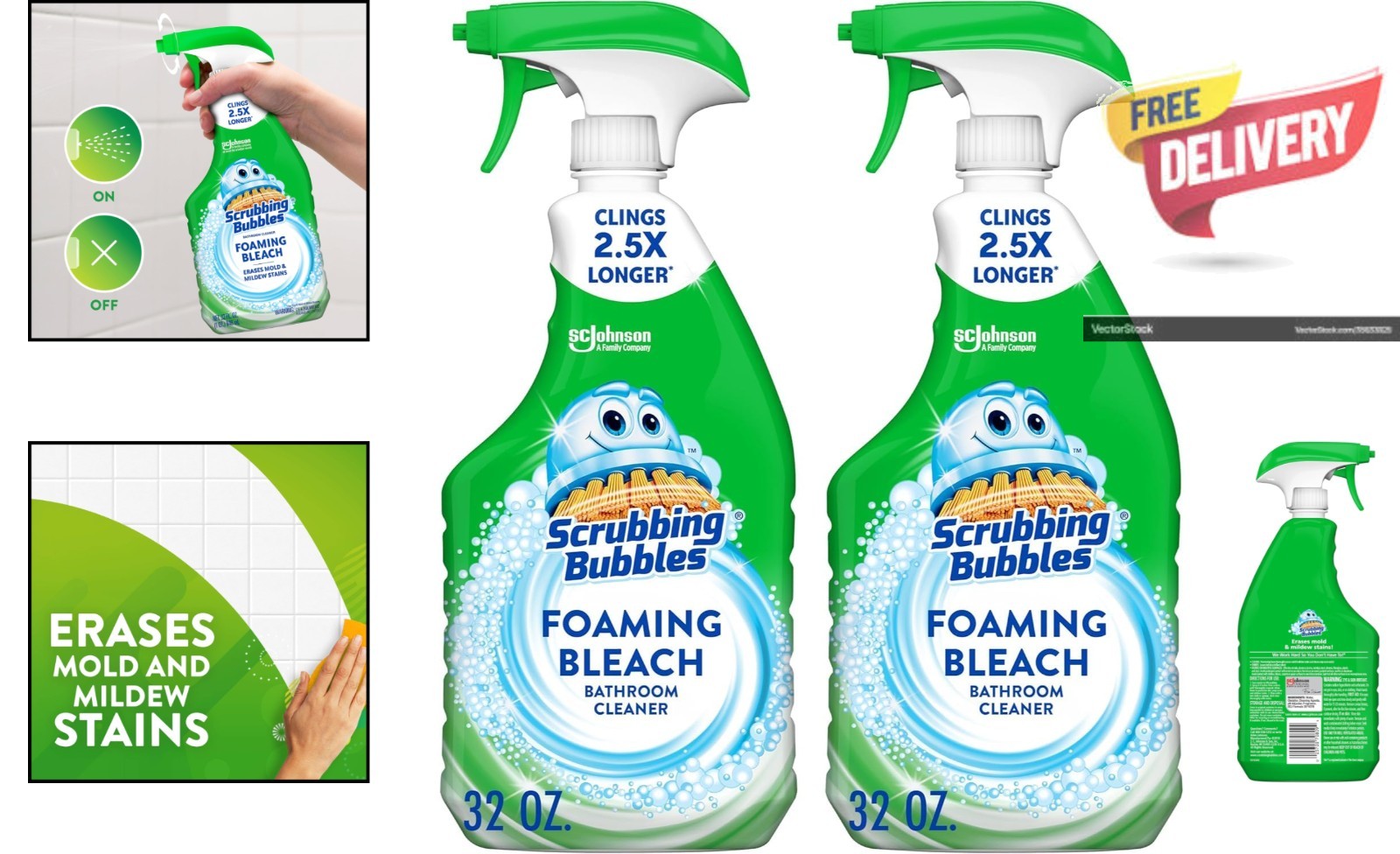 Eco-Friendly Scrubbing Bubbles Foaming Bleach Spray – 32oz x 2 Bathroom Savers