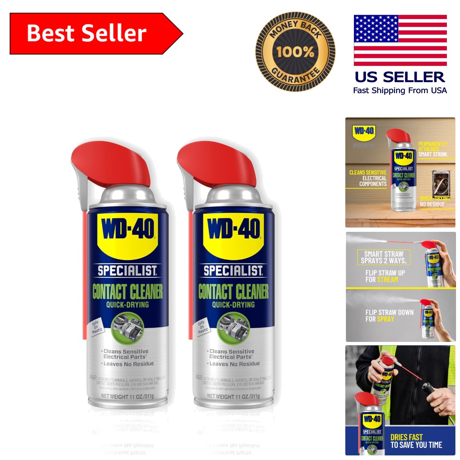 11 OZ Twin Pack Contact Cleaner Spray – Ideal for PCBs, Durable, Quick Drying