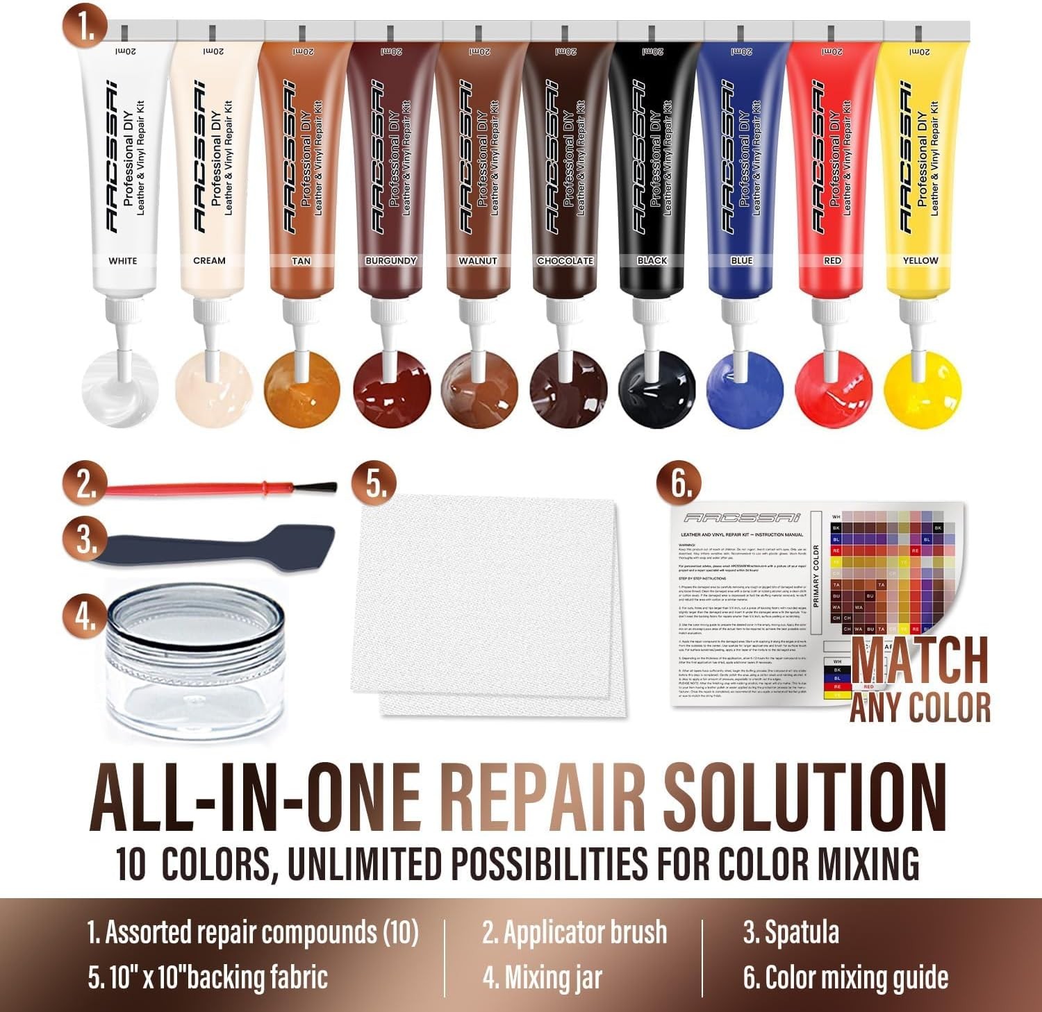 Repair Kit for Furniture, Sofa, Jacket, Car Seats and Purse. Vinyl Repair Kit. S