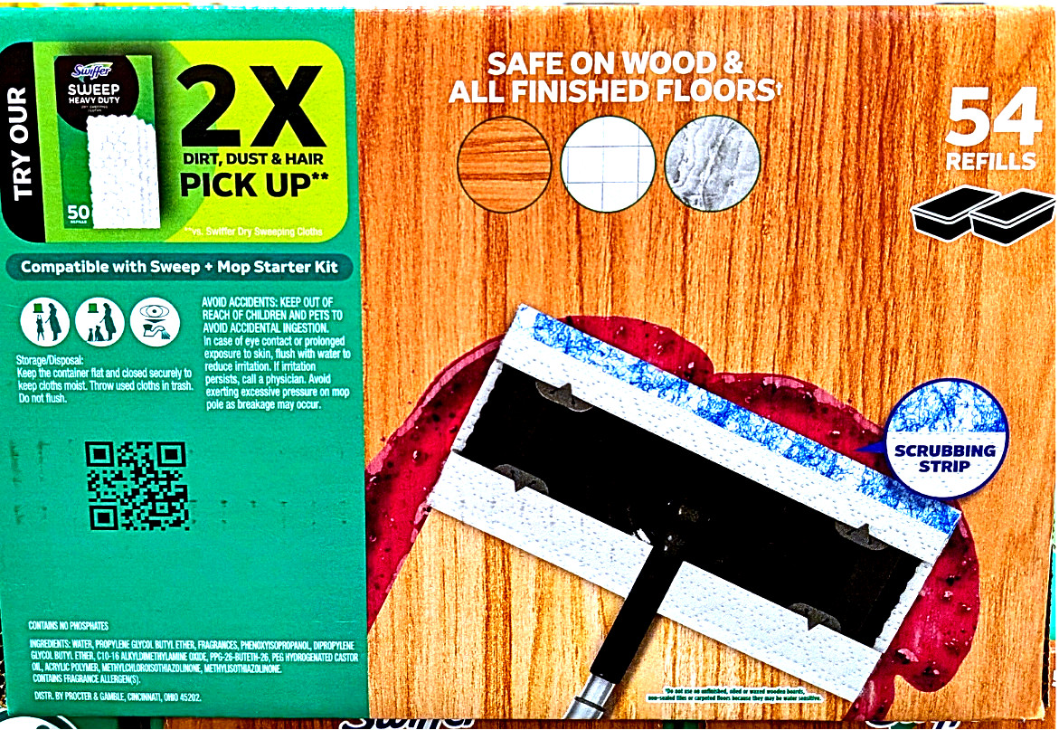 Swiffer Heavy Duty Wet Pad Mopping Cloth Refills Lavender 54-count