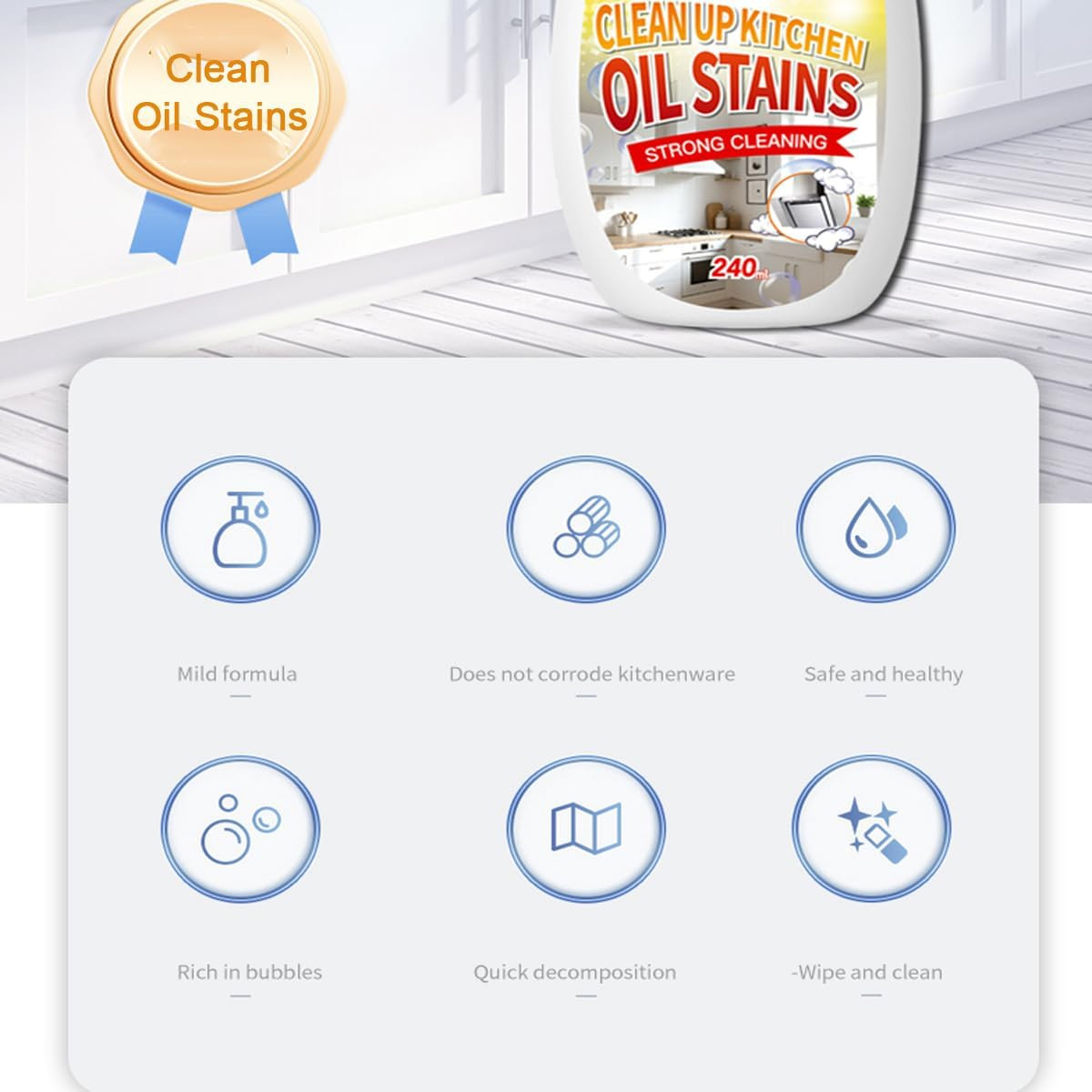 Clean up Kitchen Oil Stains Spray, Kitchen Cleaner Spray, 8.45 Oz | Heavy Oil