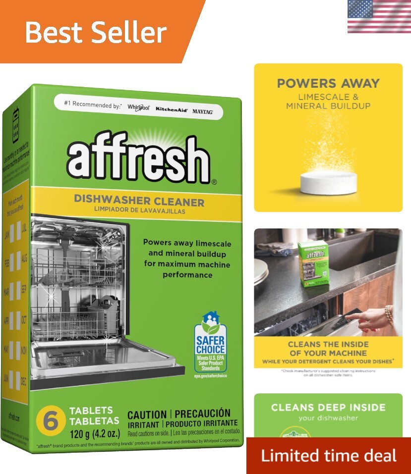 Deep Clean 6-Tablet Dishwasher Cleaner – Septic Safe, Odor Control & Limescale