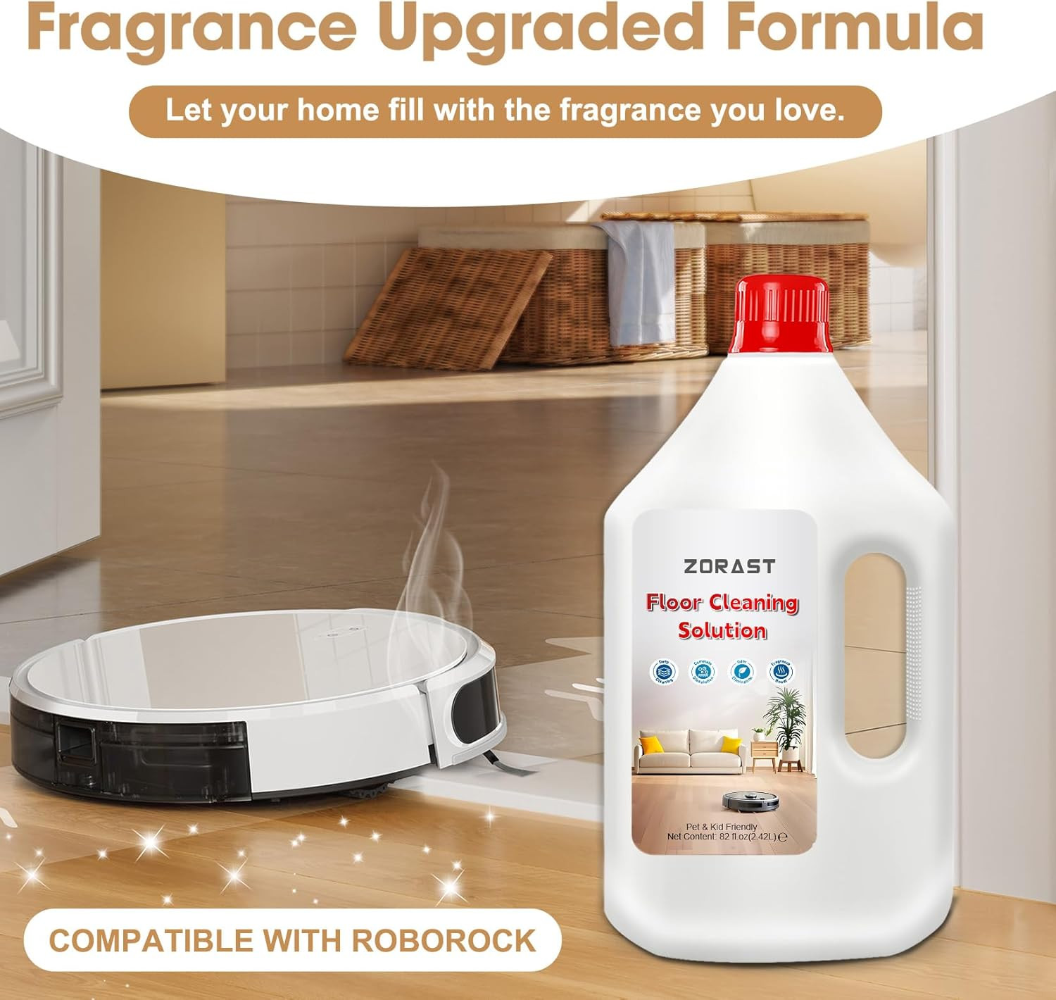 Floor Cleaning Solution 82 Fl Oz Compatible with All Roborock Mopping Robots …