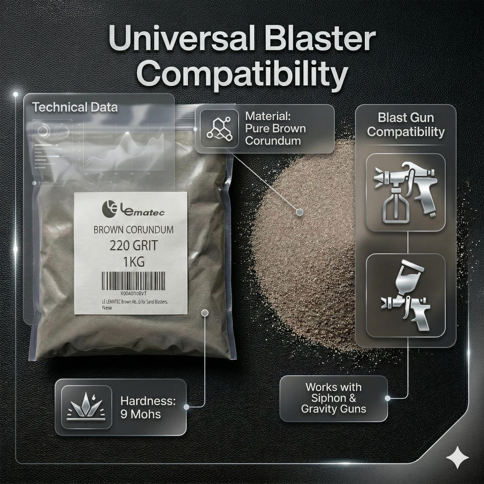 LE LEMATEC Brown Corundum Abrasive Blasting Media #220 – Ideal for Surface Pr…