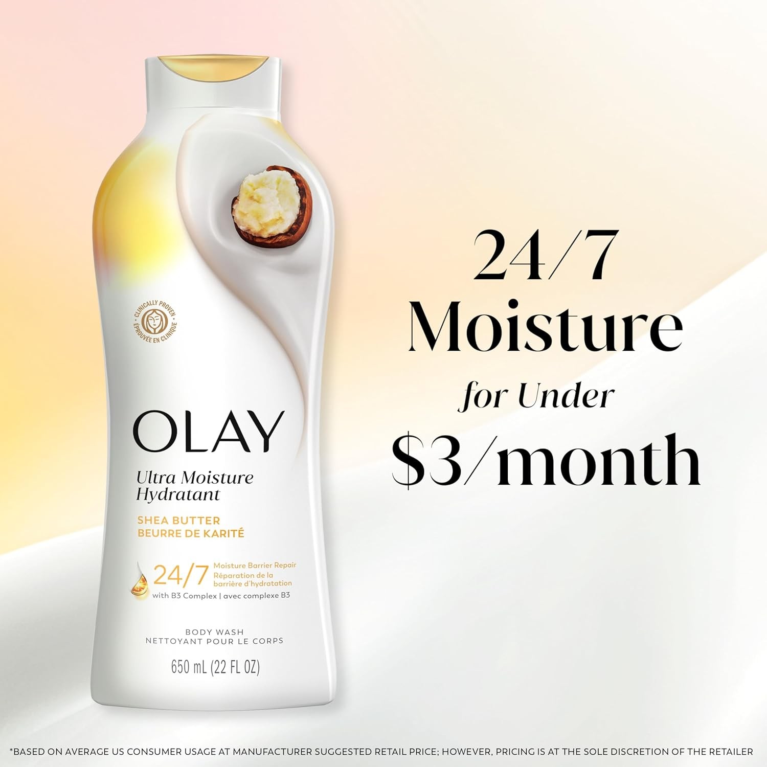 Olay Body Wash for Women, Ultra Moisture, 24hr Moisturizing, Hydrating & Refre
