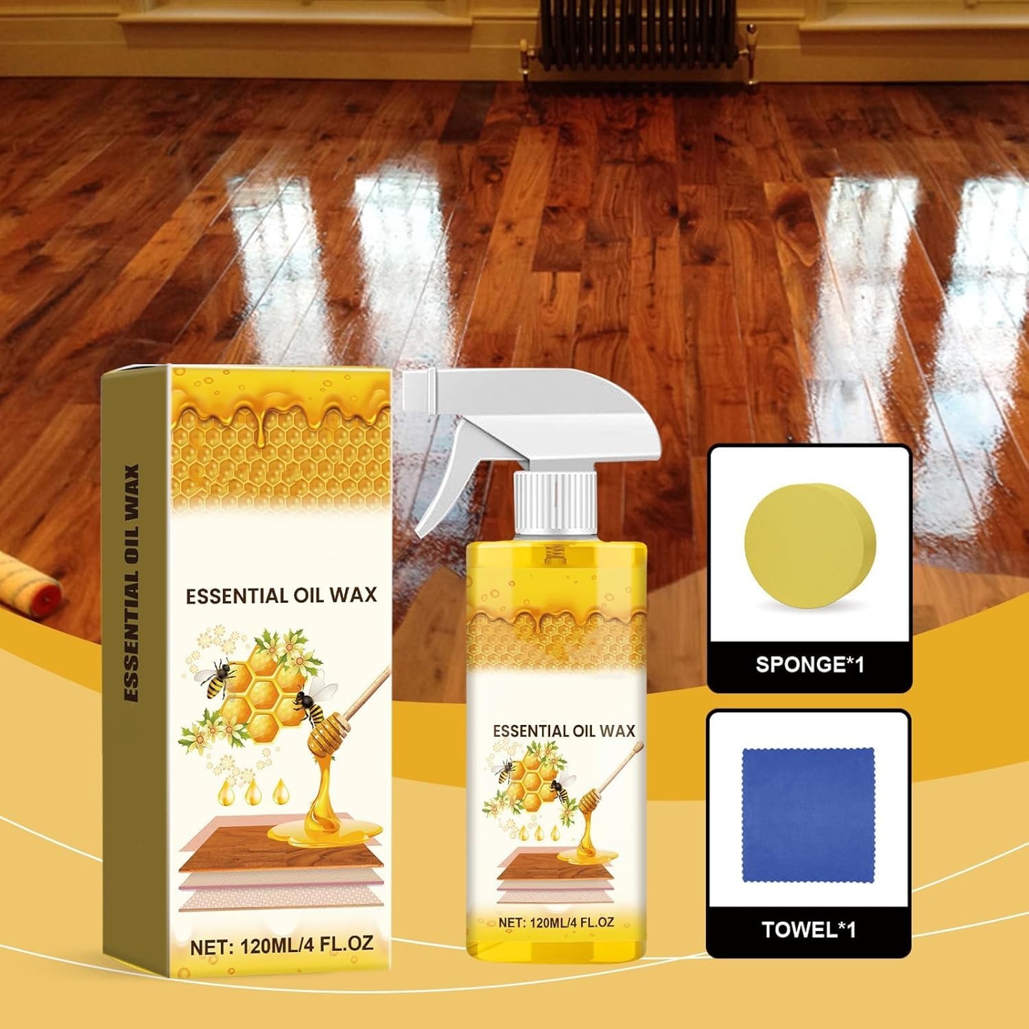 2PCS Natural Beeswax Wood Polish Spray – Essential Oil Cleaner for All Woods