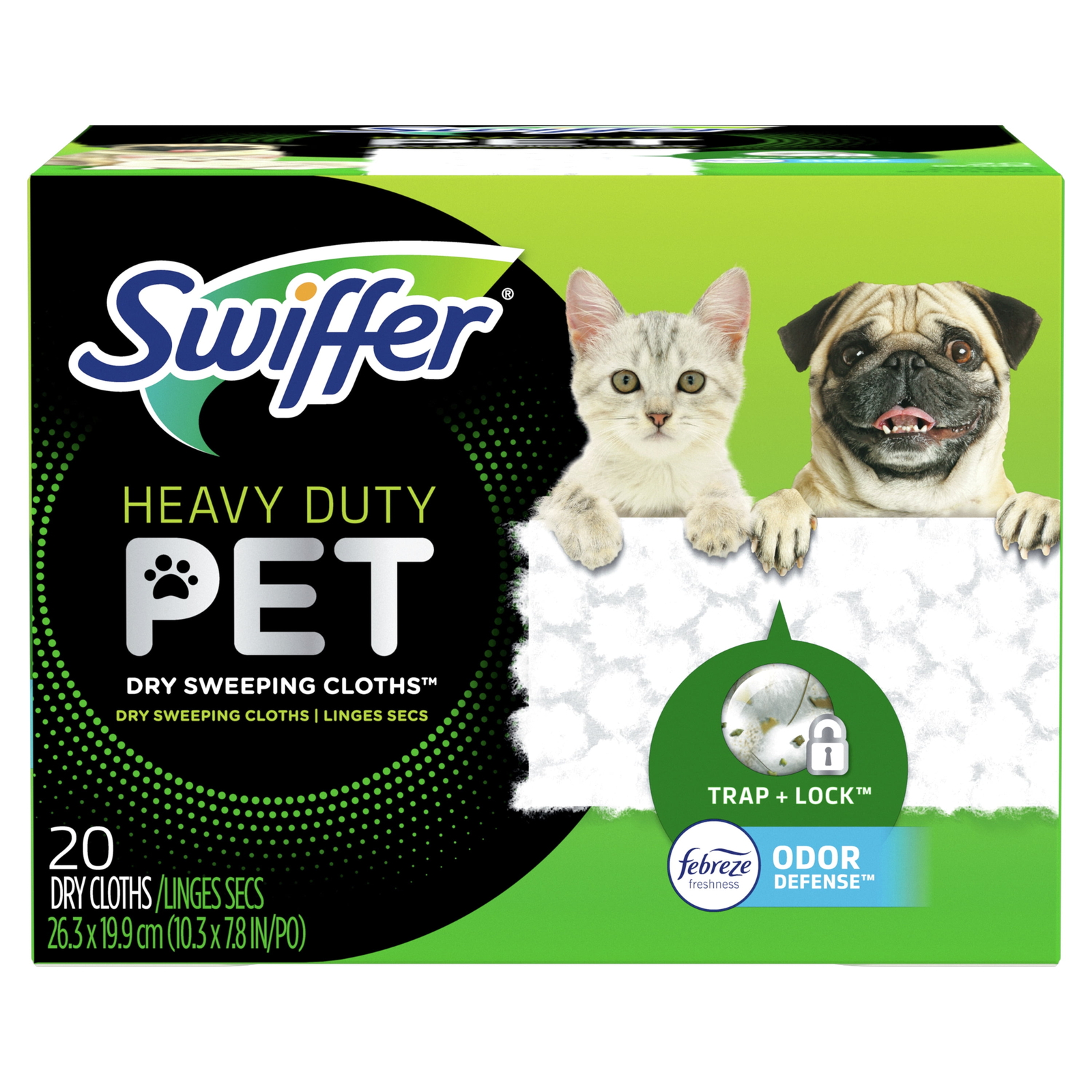 Swiffer Sweeper Heavy Duty Pet Dry Refills, Febreze Odor Defense, 20 Ct Dry Pads