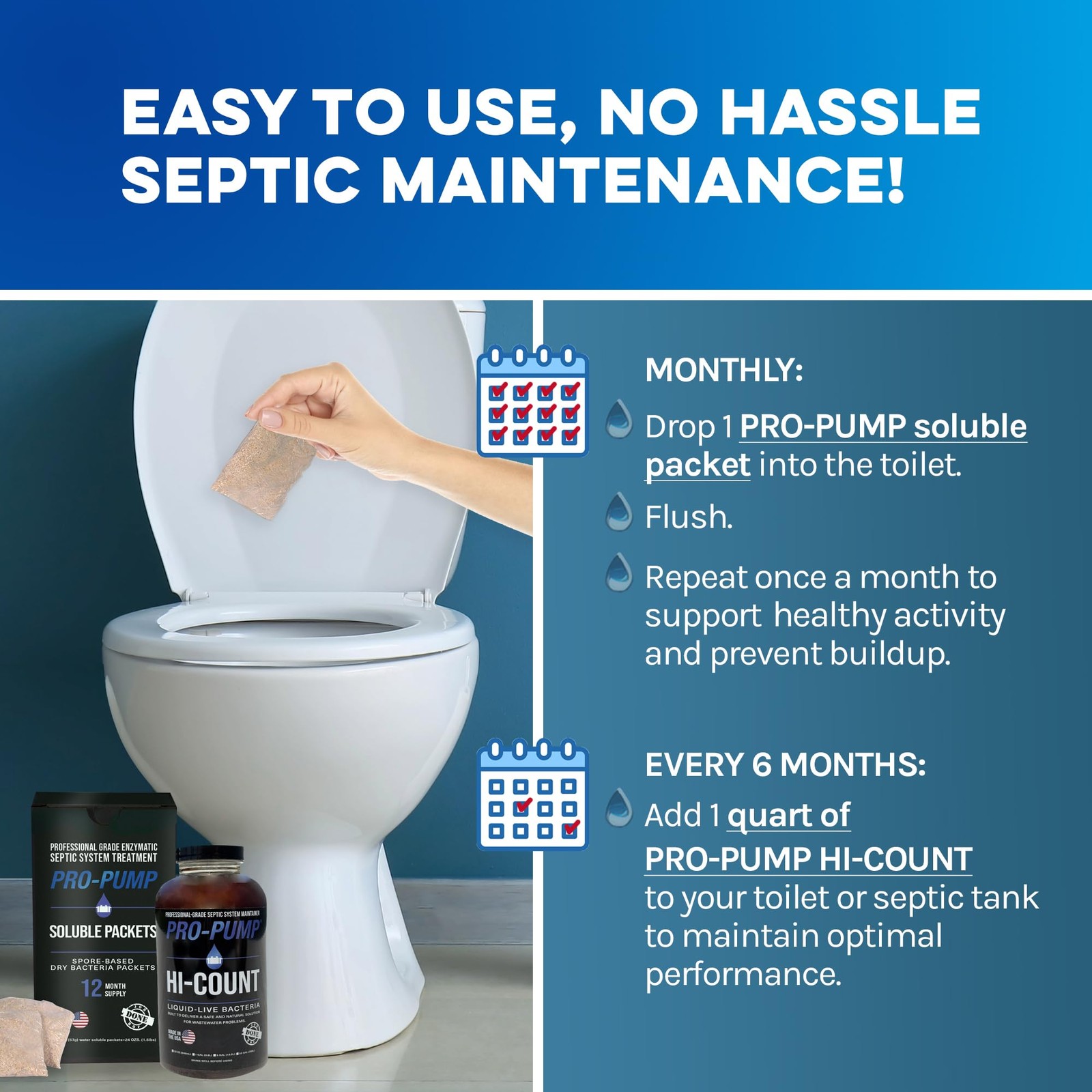 Septic Saver Kit SP Water-Soluble 12x 20-Oz Packets HI-COUNT Liquid 1 Qt Cleaner