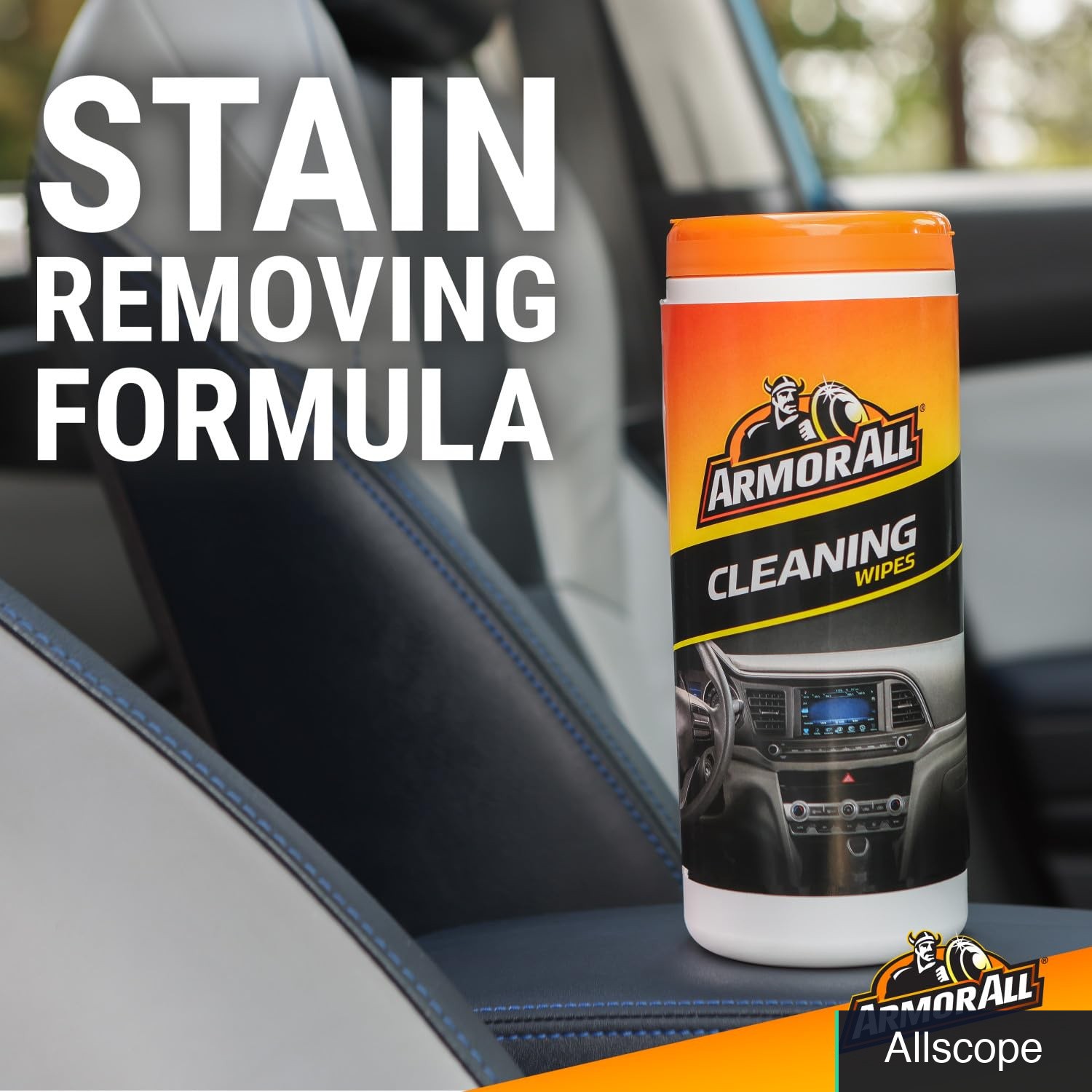 Car Interior Cleaning Wipes, 90 Count Canister Stain-Removing Disposable
