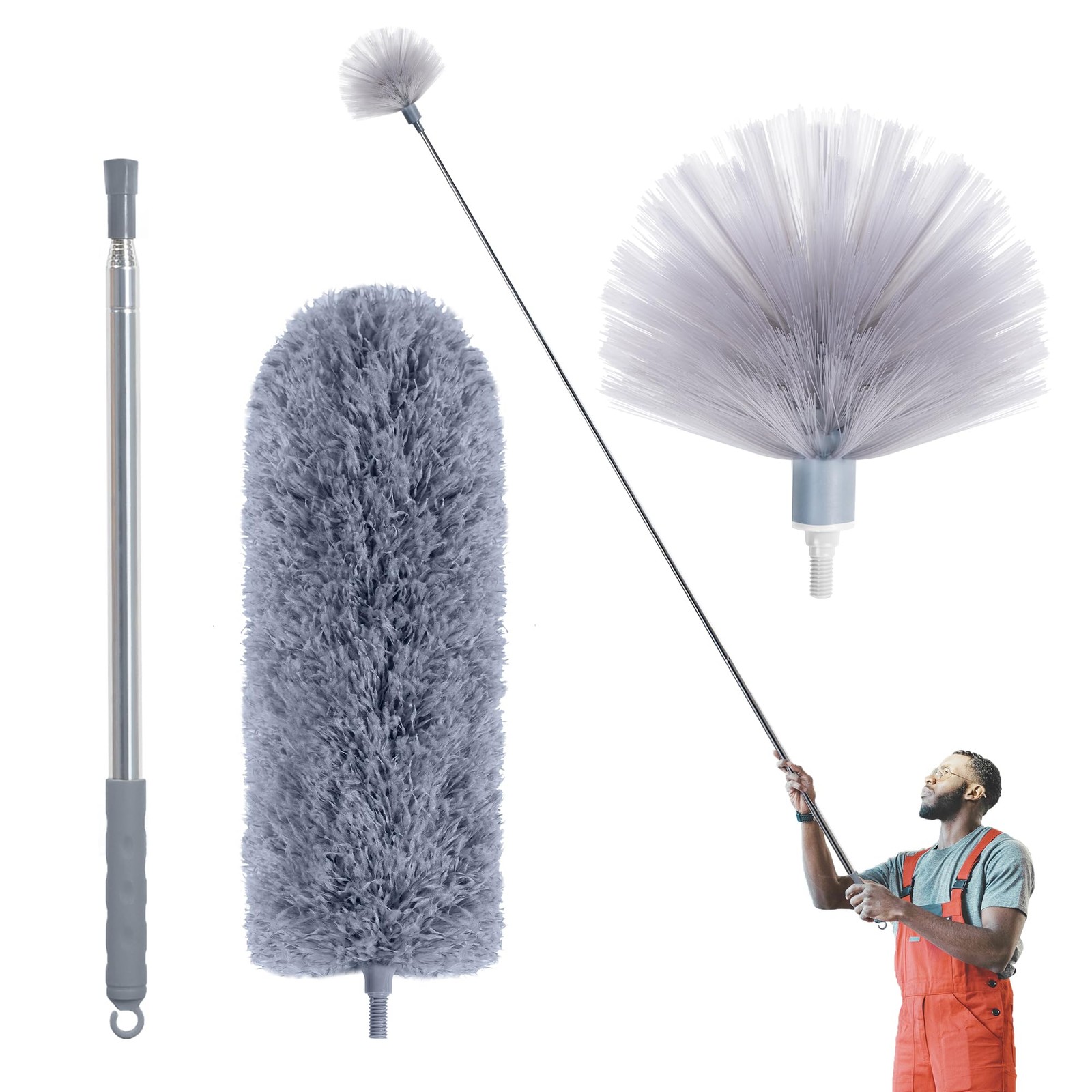 Cobweb Duster with Extension Pole, Spider Web Brush & Ceiling Cleaning Kit, 1…