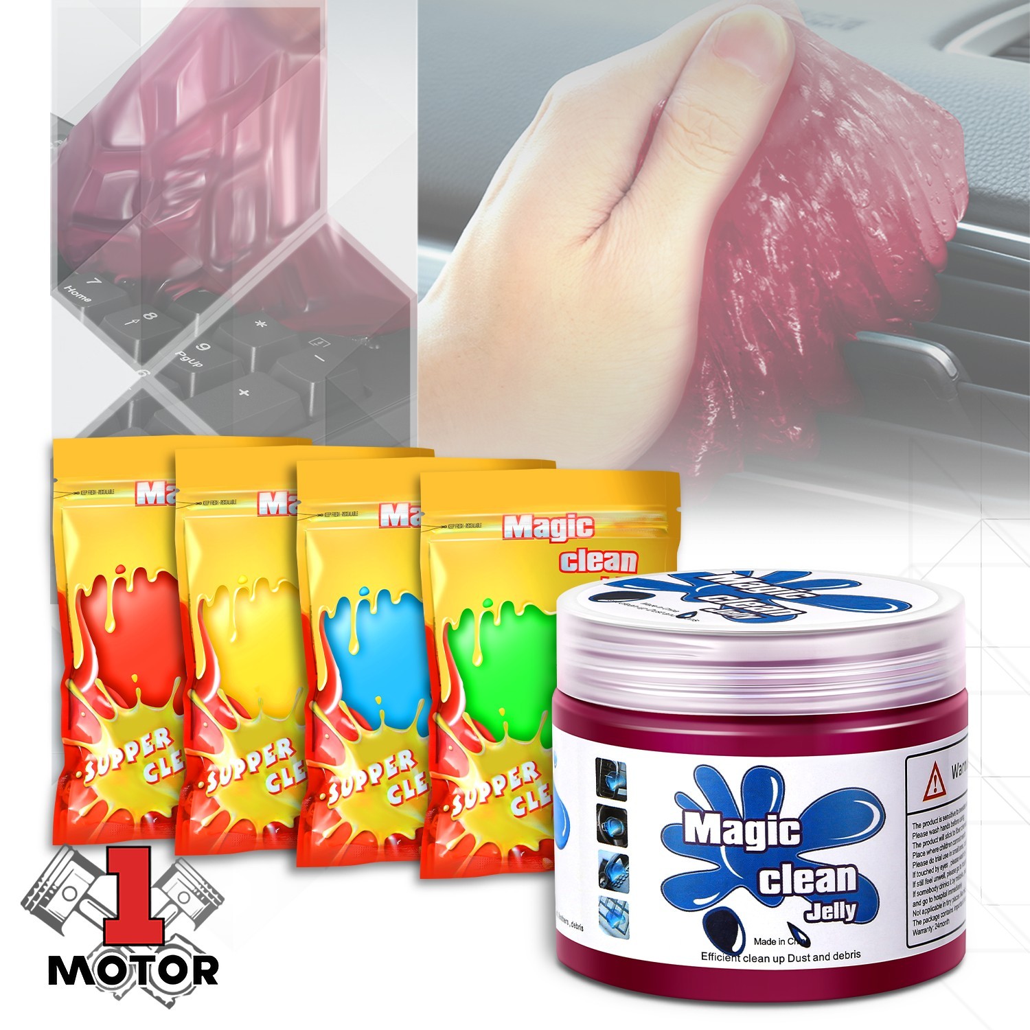 5pcs Car Cleaning Jelly Non-Stick Hand Reusable Dust Remover Keyboard TV Remote