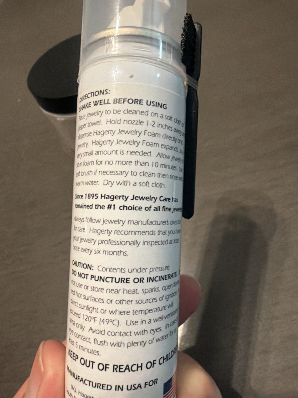 W. J. Hagerty Jewelry Foam 3 Oz Brush Aerosol Diamonds Gold Platinum Cleaner