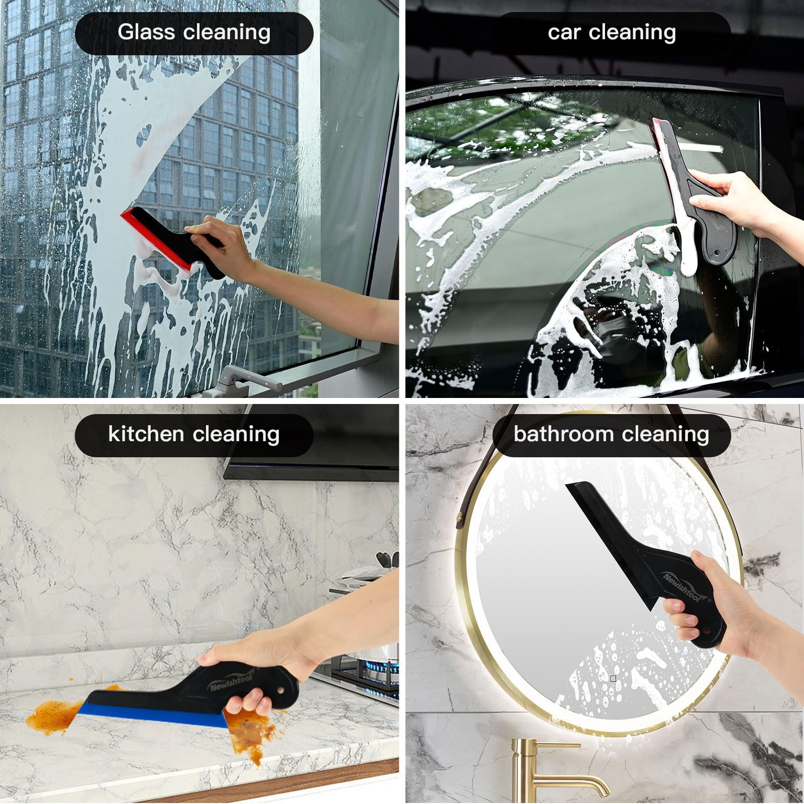 Window Tint Tools, 3 PCS Side Wiper Swiper Silicone Squeegee, Car Squeegee Wa…