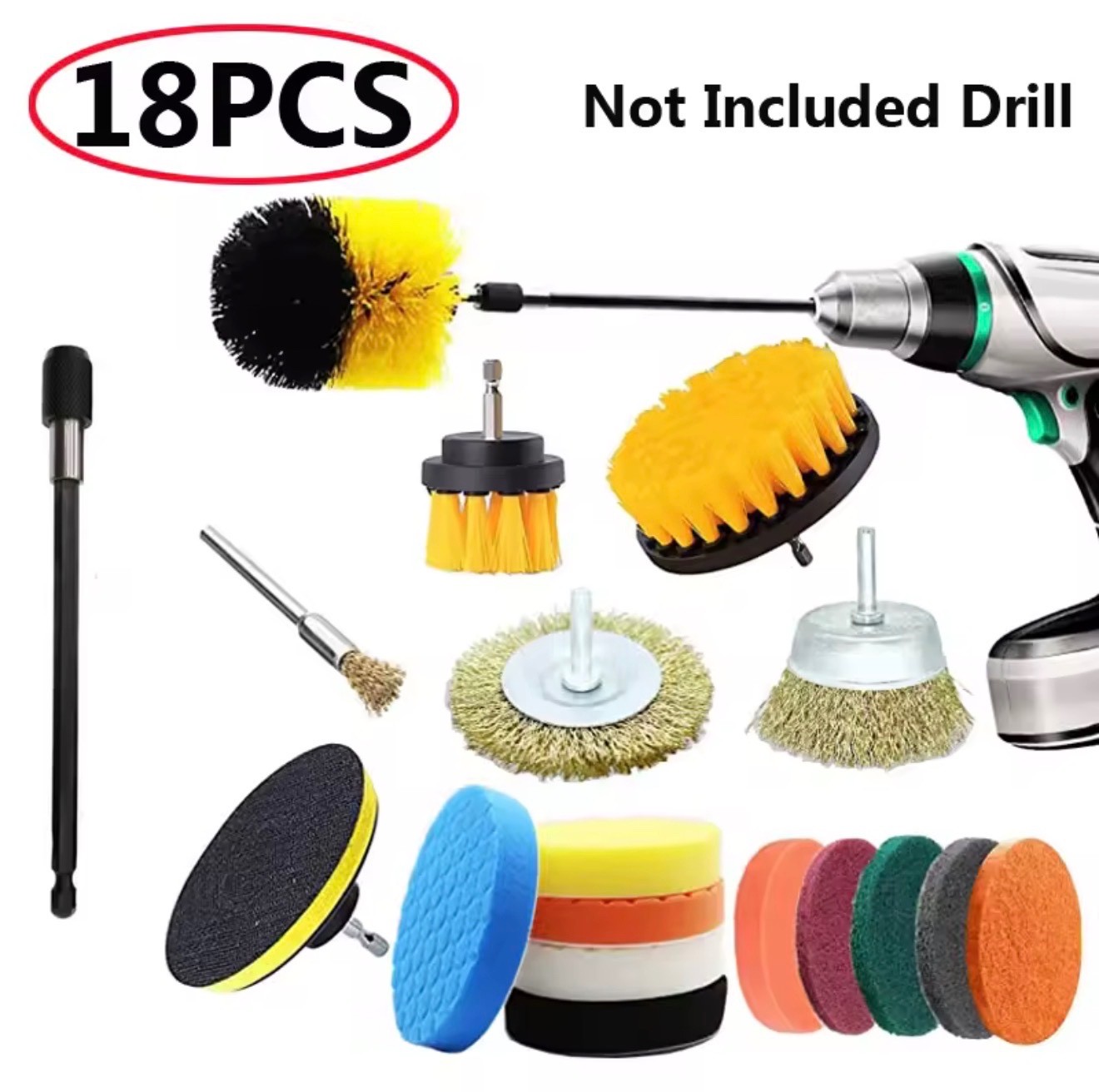 3 To 26 Brush Attachments Set Scrub Pads Sponge Power Scrubber Wash Cleaning Kit