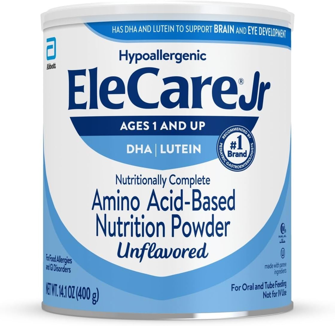 EleCare Jr Unflavored, DHA & Lutein Amino Acid-Based Nutrition Powder, Complet