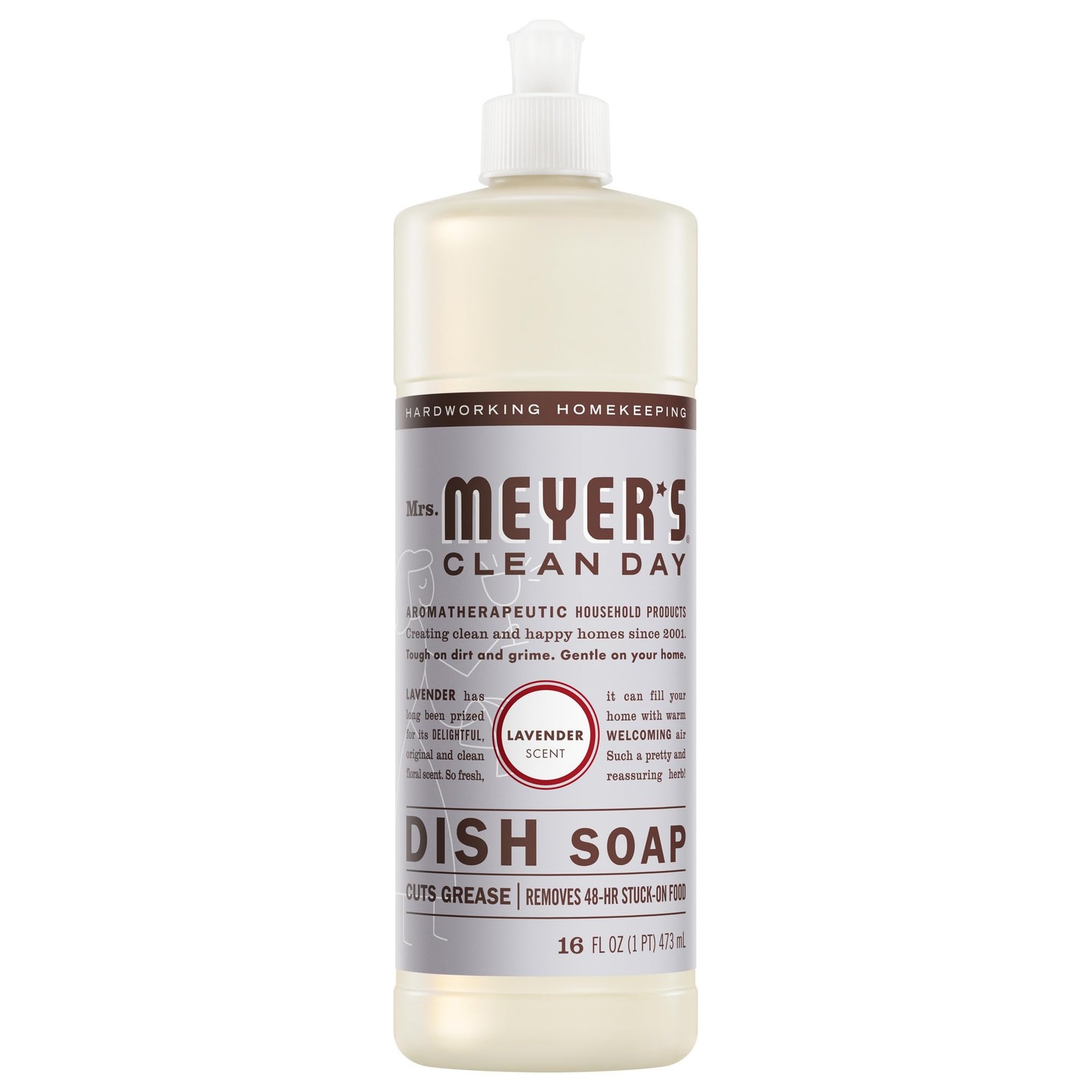 MRS. MEYER’S CLEAN DAY Liquid Dish Soap, Lavender Scent, 16 Ounce Bottle