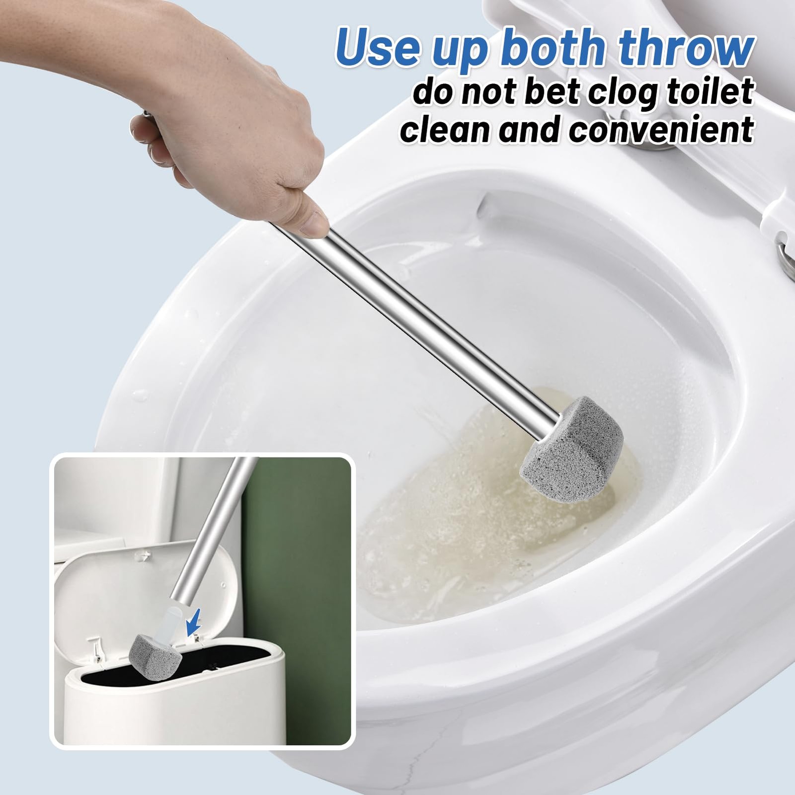 YINGMORE Pumice Stone Toilet Bowl Cleaner 1 Handle+8 Pumice, Black