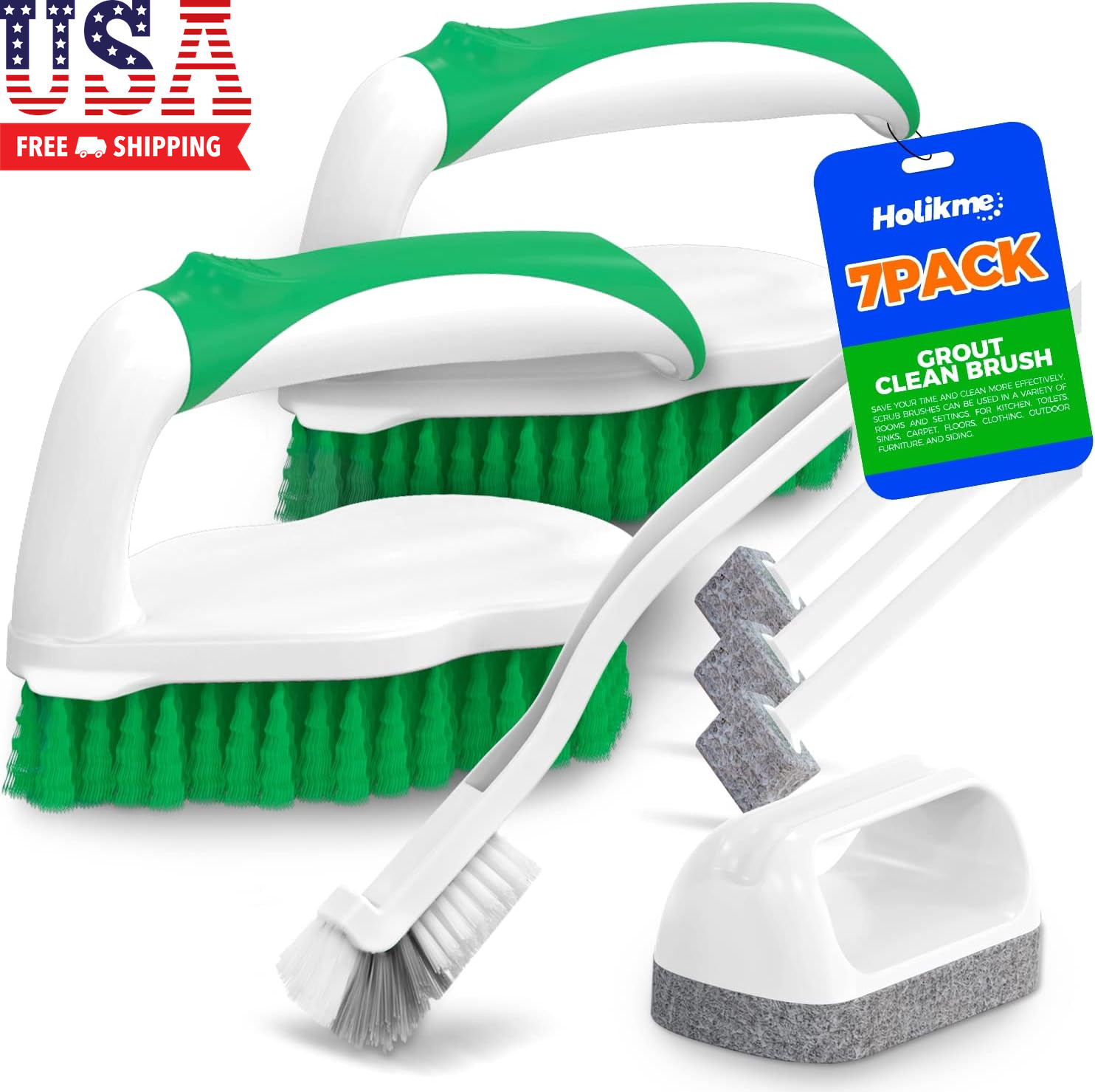 7 Pack Deep Cleaning Brush Set, Scrub Pads with Scraper Tip for Pool Walls, Bath