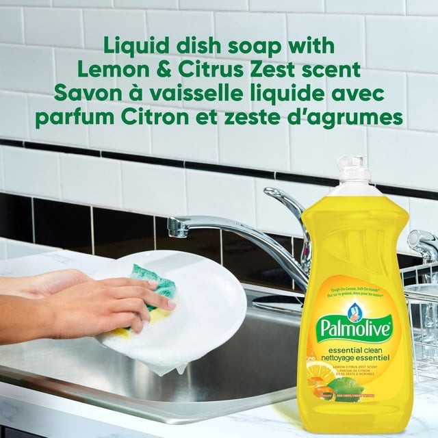 Palmolive Essential Clean Liquid Dish Soap, Lemon Citrus Zest Scent – 828 ml