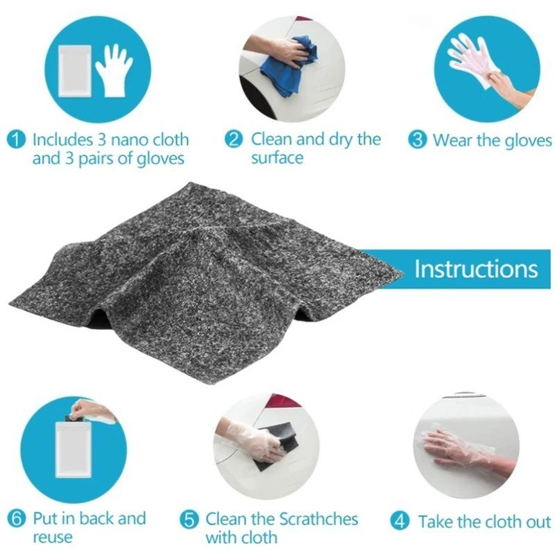 Nano Polix Car Scratch Remover Cloth 6 Packs Auto Paint Scratch Repair Towel-USA