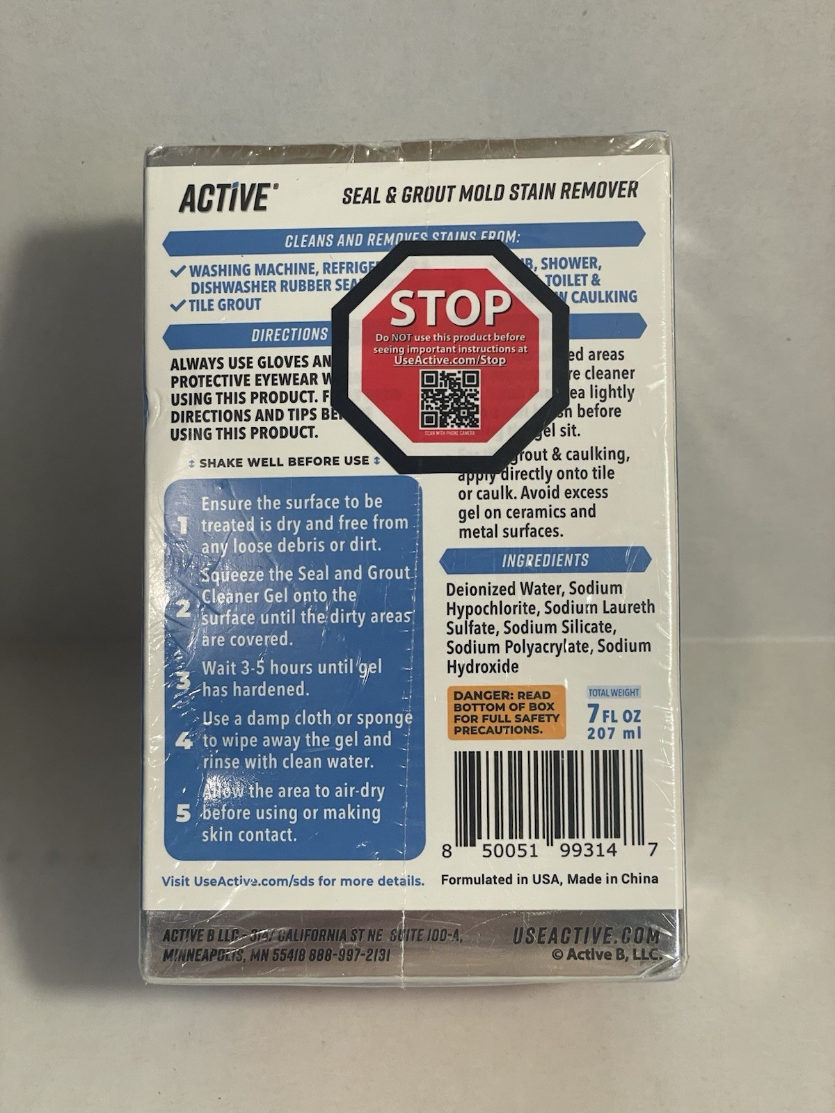 Active Mold Stain Remover Seal Grout Deep Clean 7oz – Deodorizes