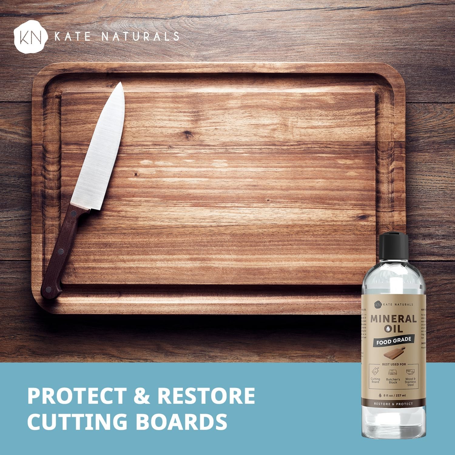 Mineral Oil for Wood Cutting Board, Butcher Block, and Knife. Food Grade Mine…