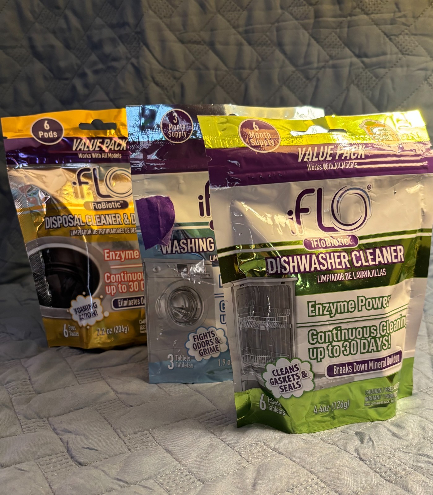 iFLoBiotic 3 Pouches Appliance Cleaners Washer Disposal Dishwasher