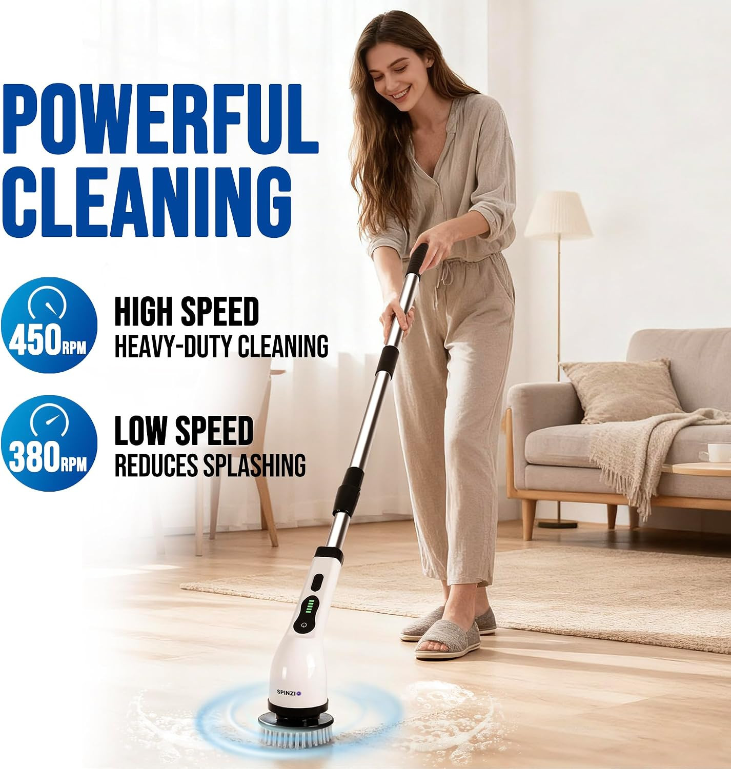 Electric Spin Scrubber Cordless Electric Cleaning Brush with LCD Power Display 9