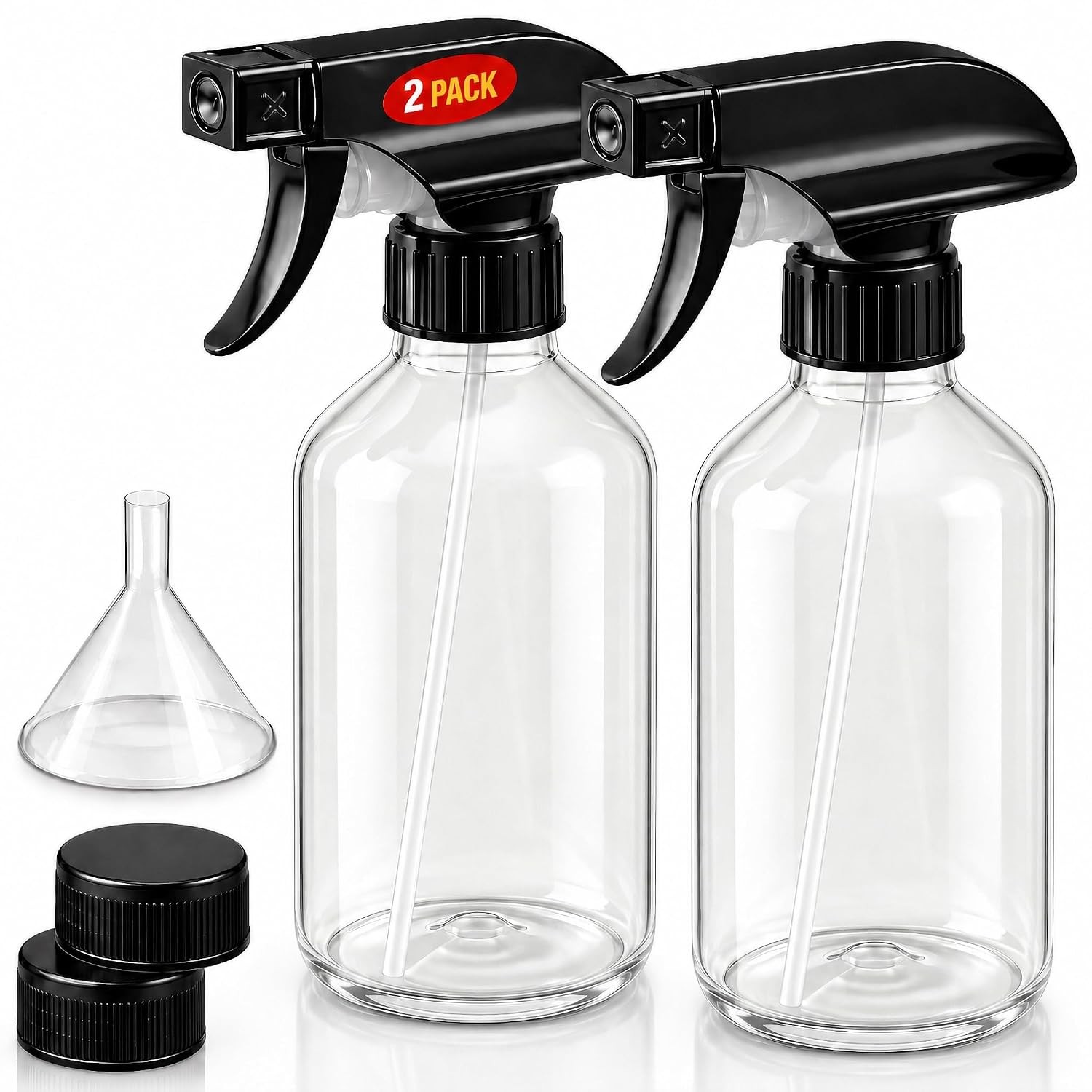 2 Pack Plastic Spray Bottles 10 oz Adjustable Nozzle Leak Proof Cleaning Plant