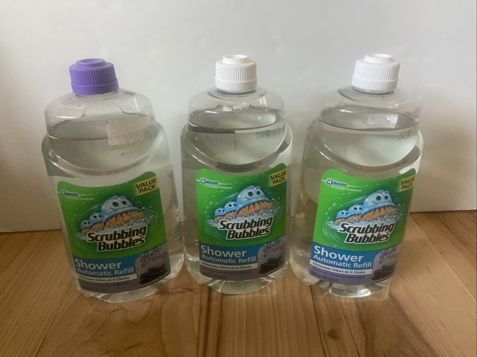 3 NEW Scrubbing Bubbles Shower Automatic Refill With Glade Refreshing Spa 34 Oz