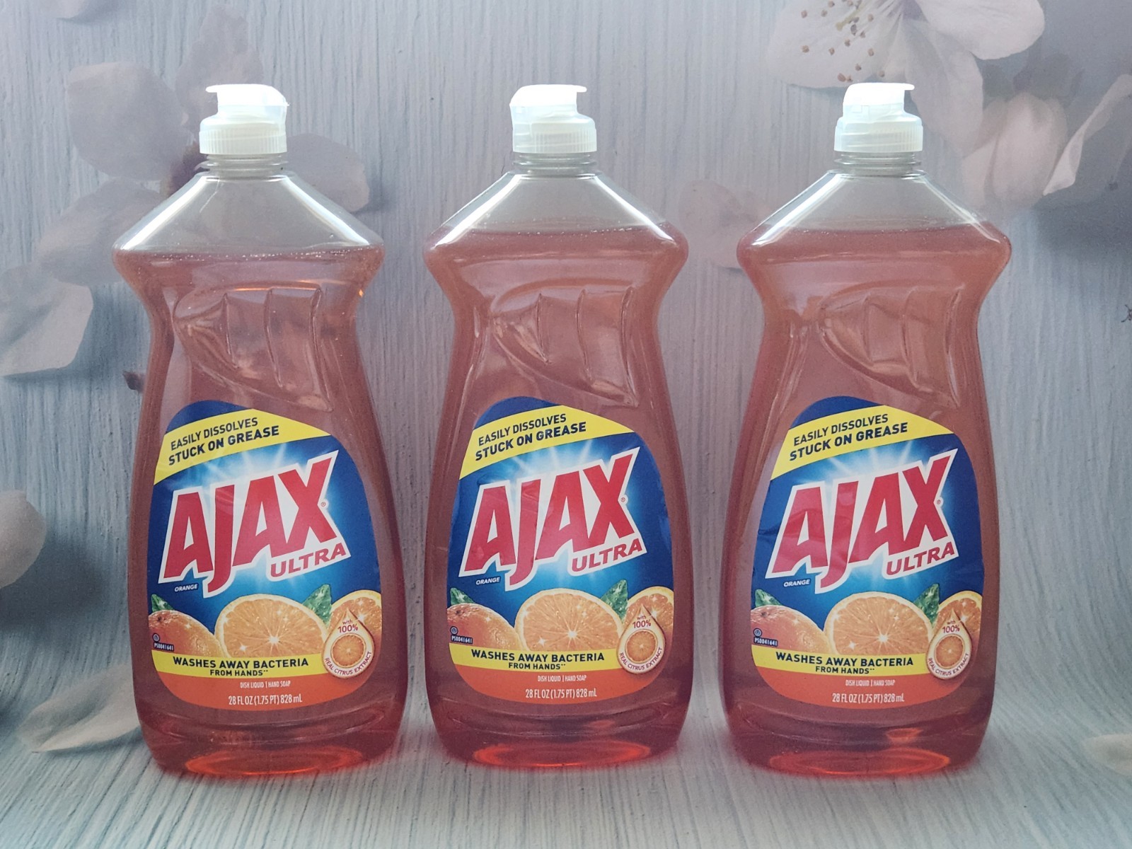 3× Ajax Ultra Dishwashing Liquid Dish Soap, Orange Scent, 28 oz