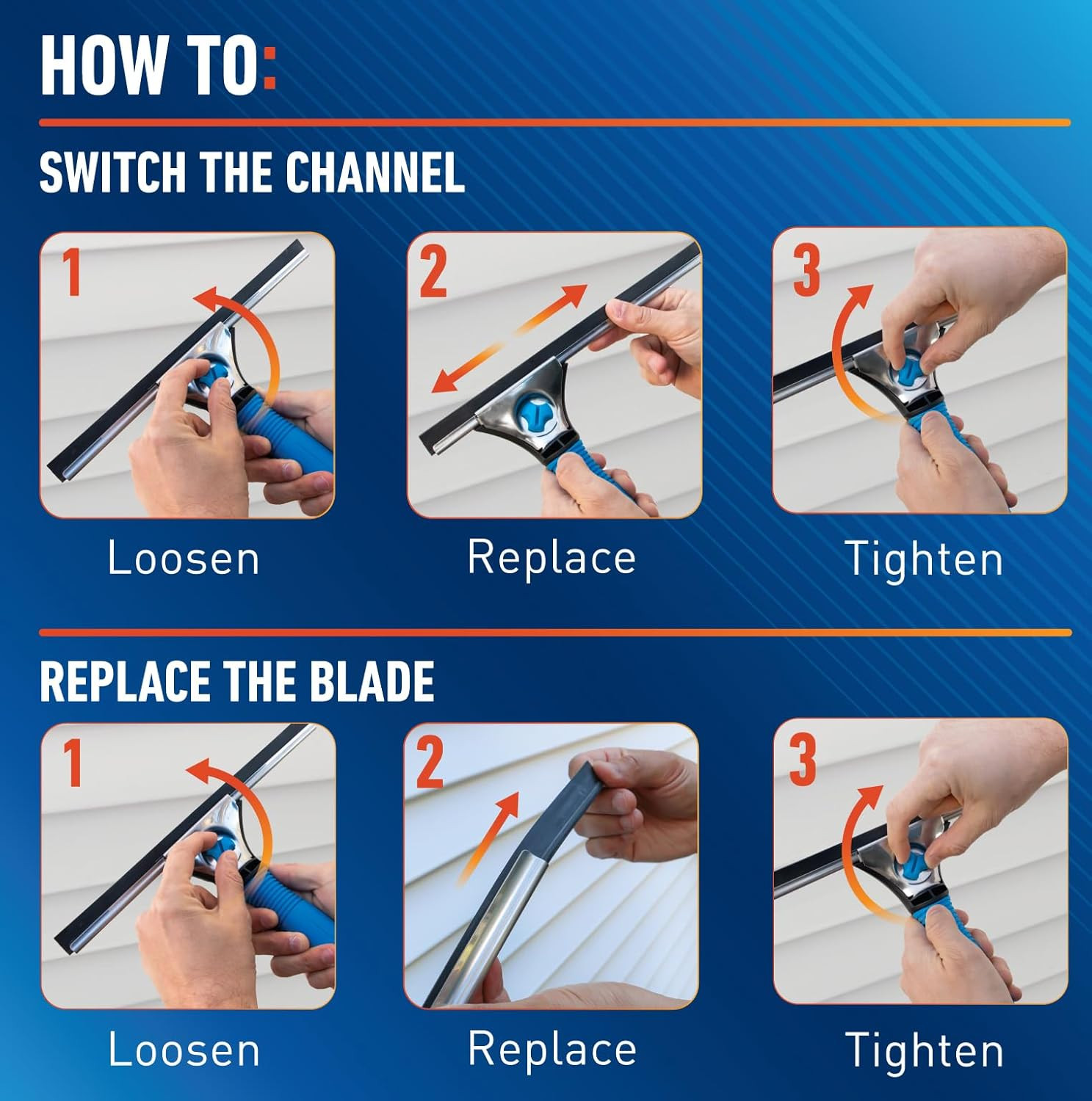 Professional Connect and Clean 18” EZ Change Window and Glass Cleaning Squeegee,