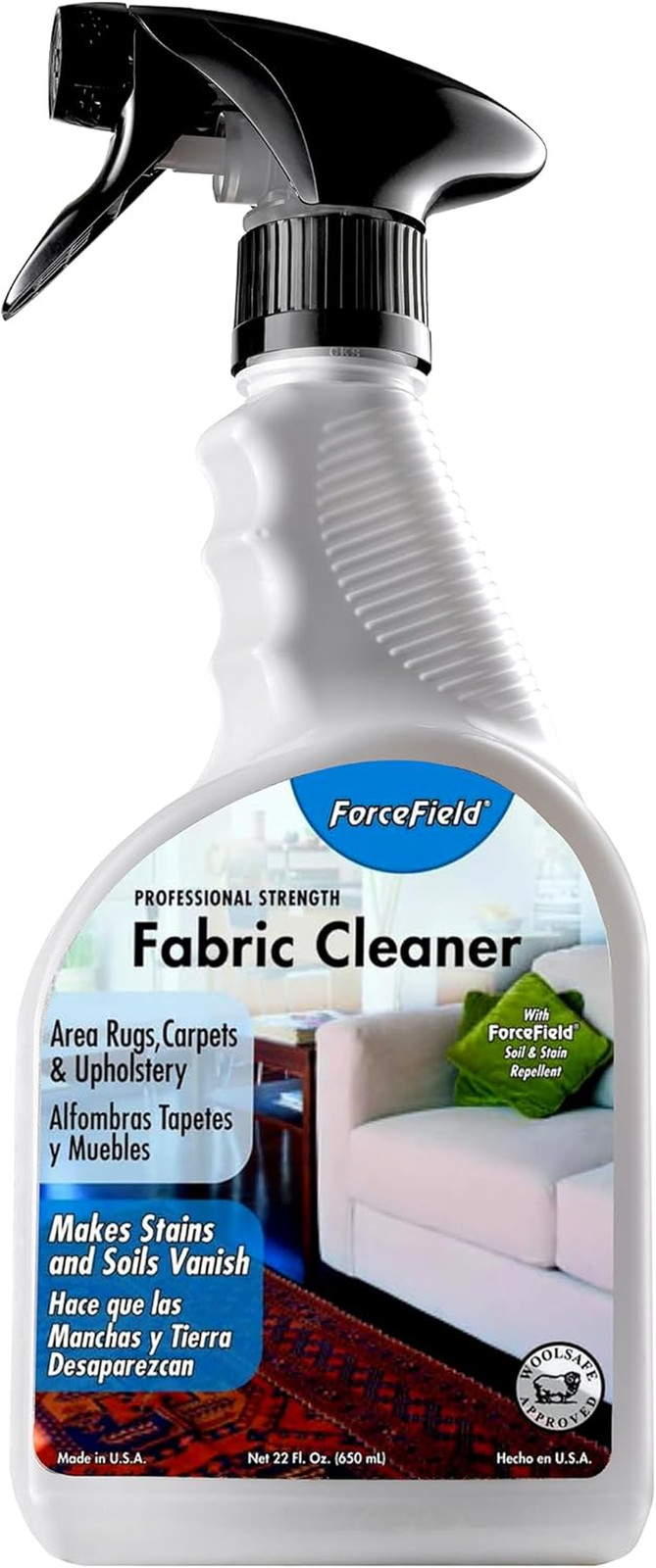 Limpiador de telas profesional 22 oz, penetra tapicería, alfombras, ropa