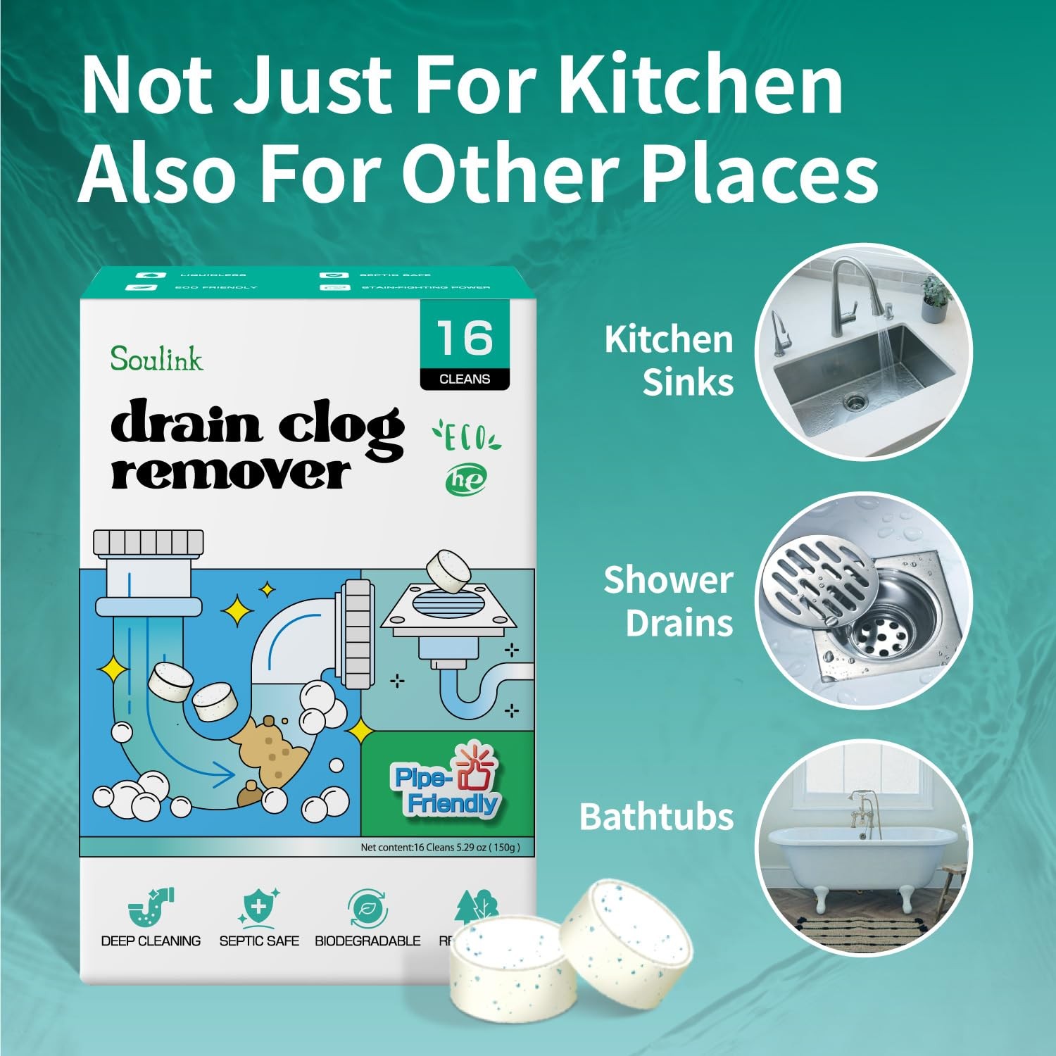 Drain Clog – 16 Pack Powerful Sink Drain Cleaner