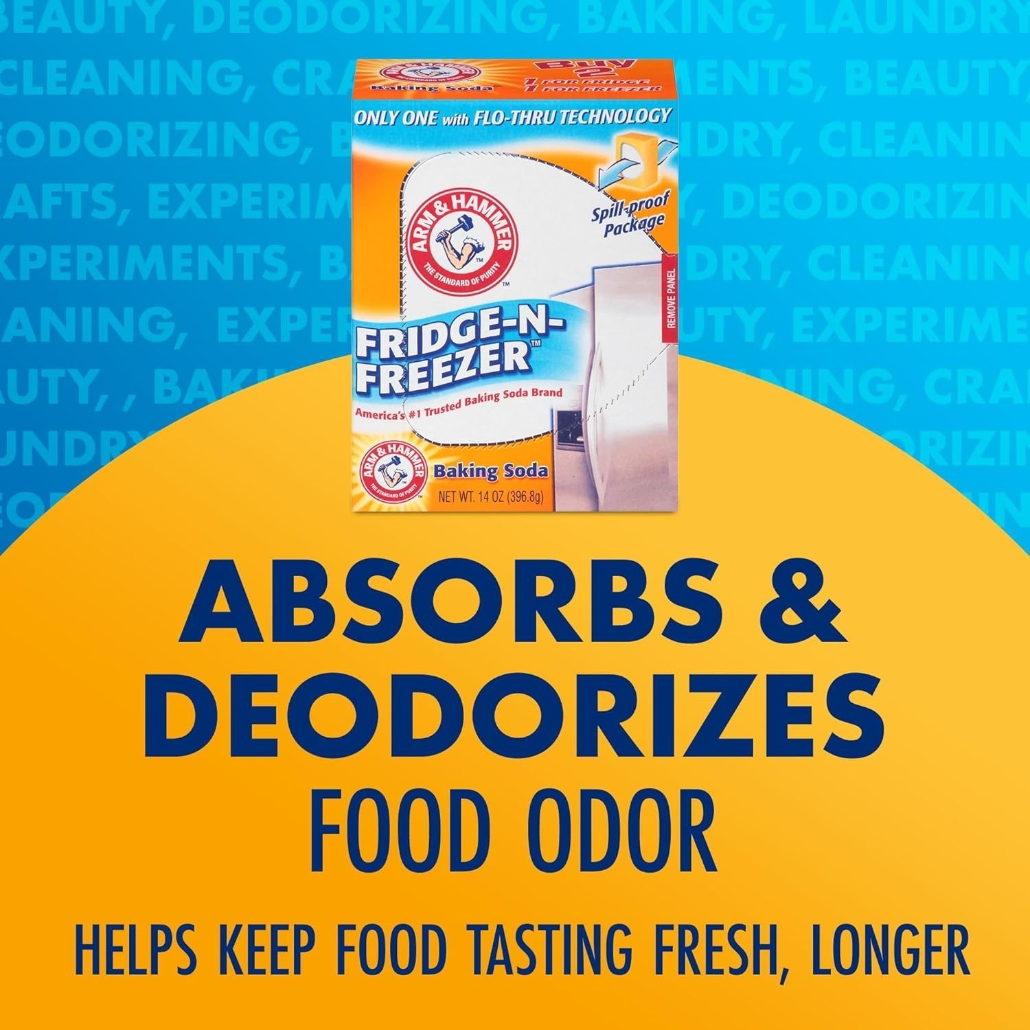 Baking Soda Fridge-n-Freezer Odor Absorber, Orange 14 oz, Pack of 12
