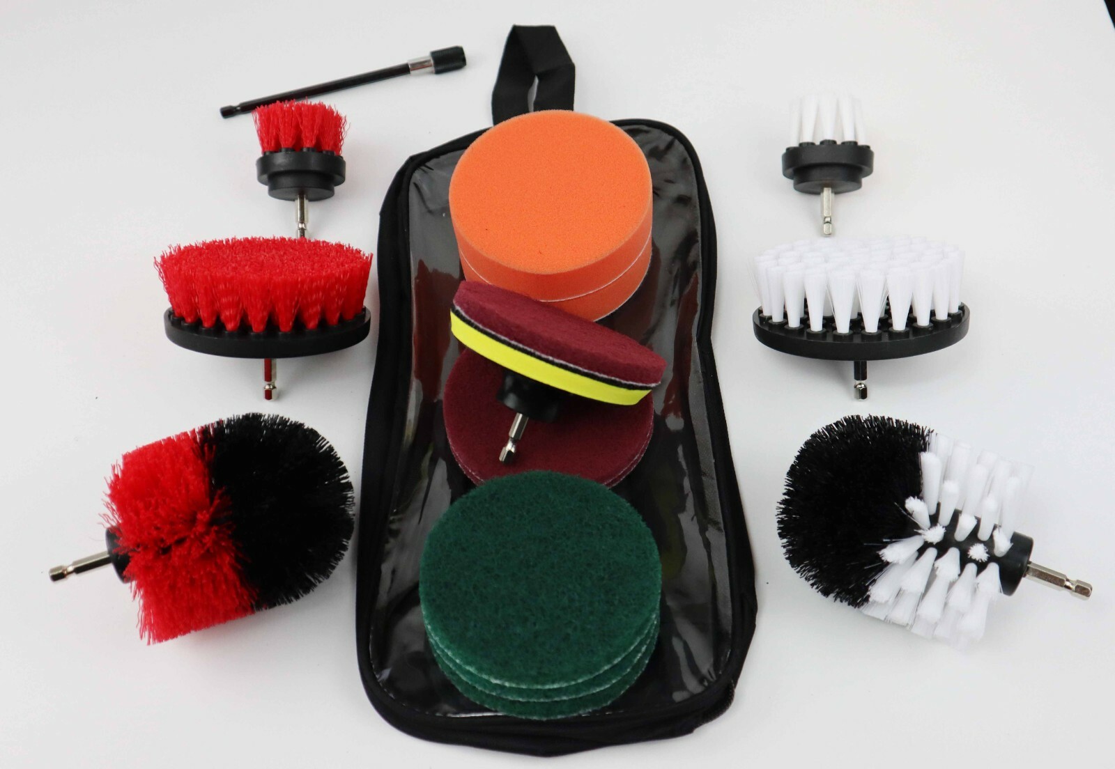Auto Detail Brush Set for Fabric/Rims 17Piece Kit WH+RED FREE EXPEDITED SHIPPING
