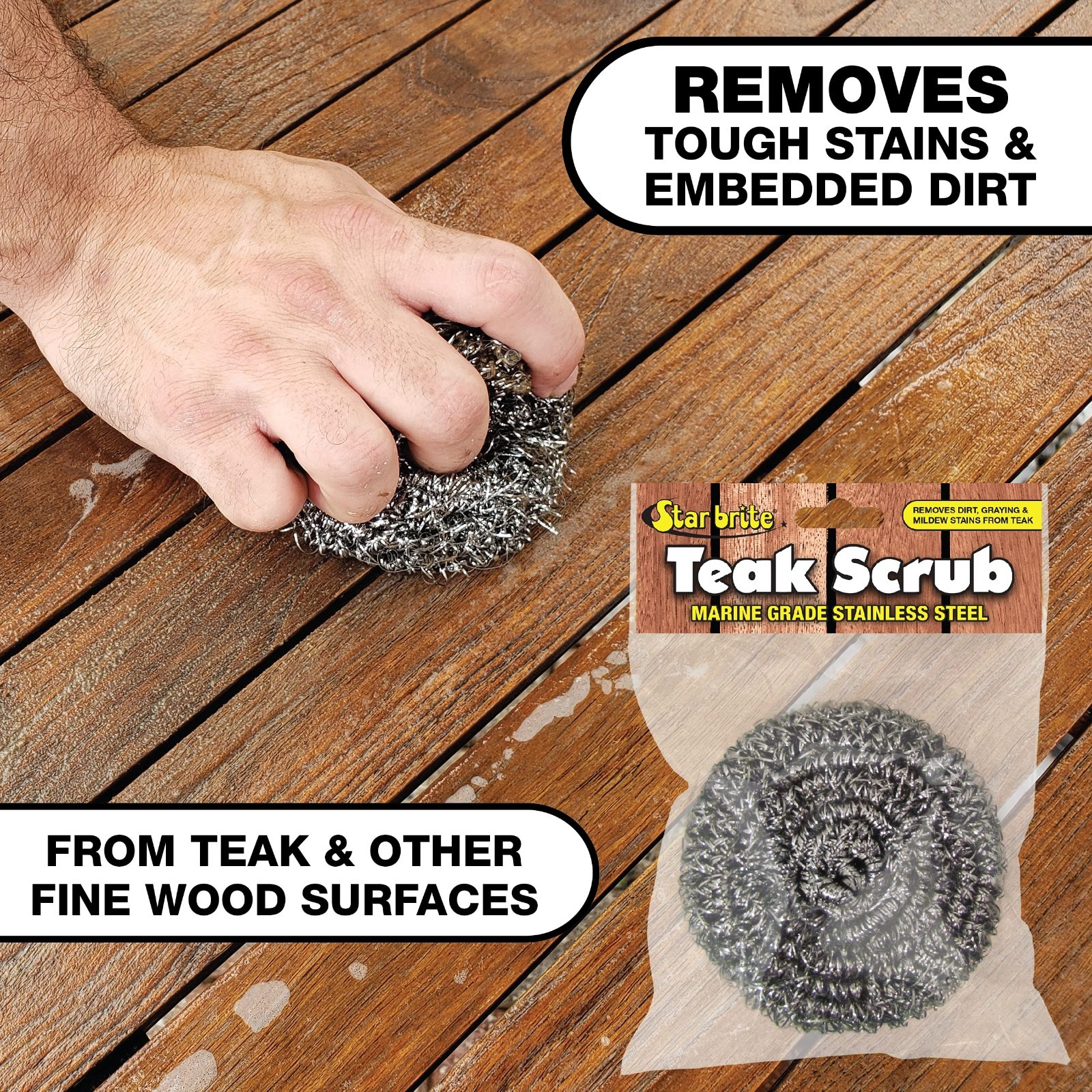 Star Brite Marine Grade Stainless Steel Magic Teak Scrub Rust Resistant 88450