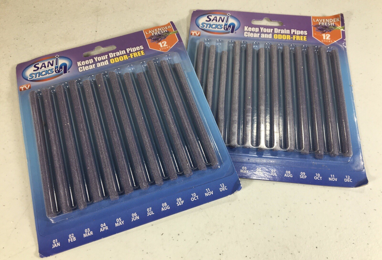 SANI STICKS Odor Eliminat Lavender SET OF 24 All Drains Pipes Sinks Bathtub NEW