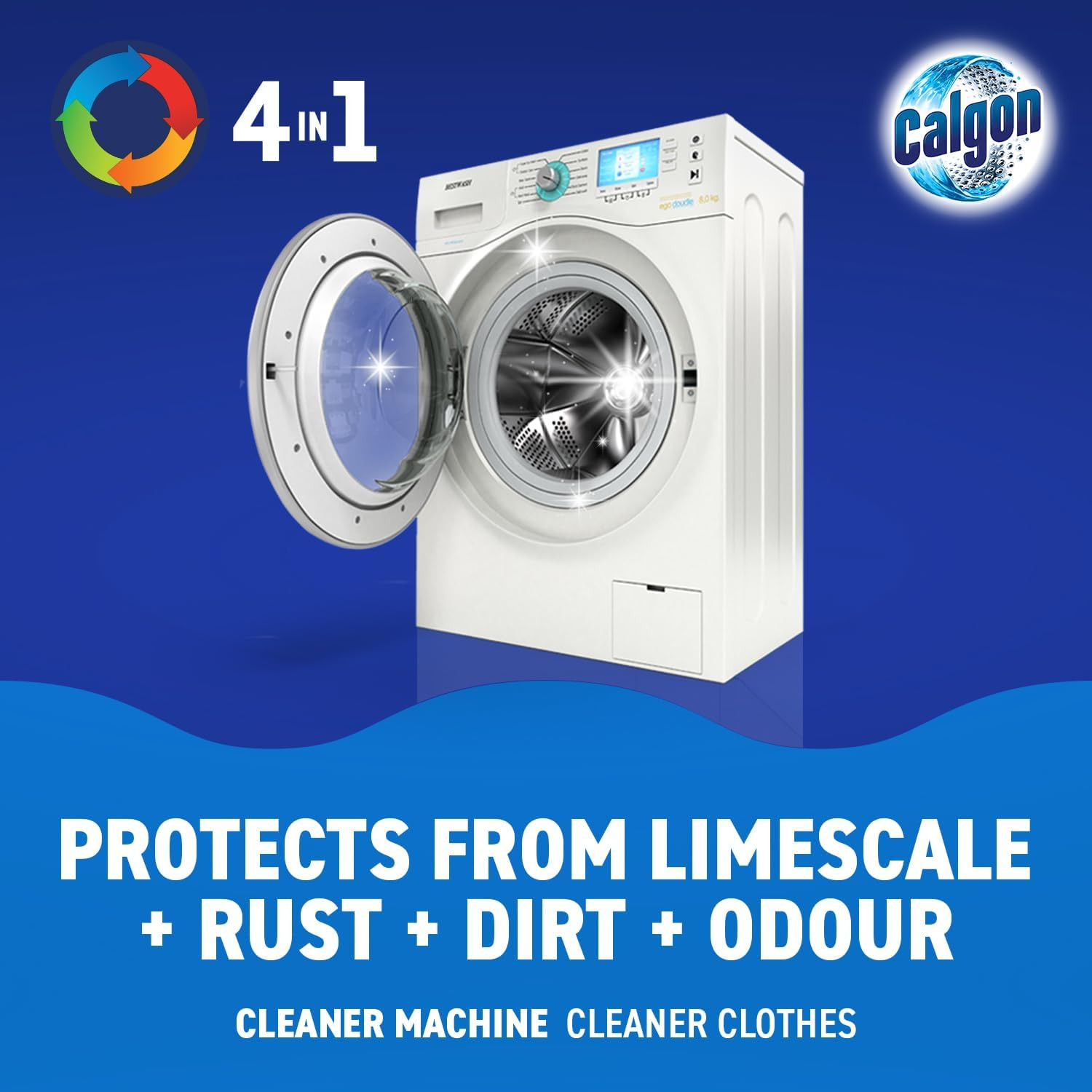 4-In-1 Washing Machine Cleaner and Water Softener Tablets, 75 Count, Removes Li