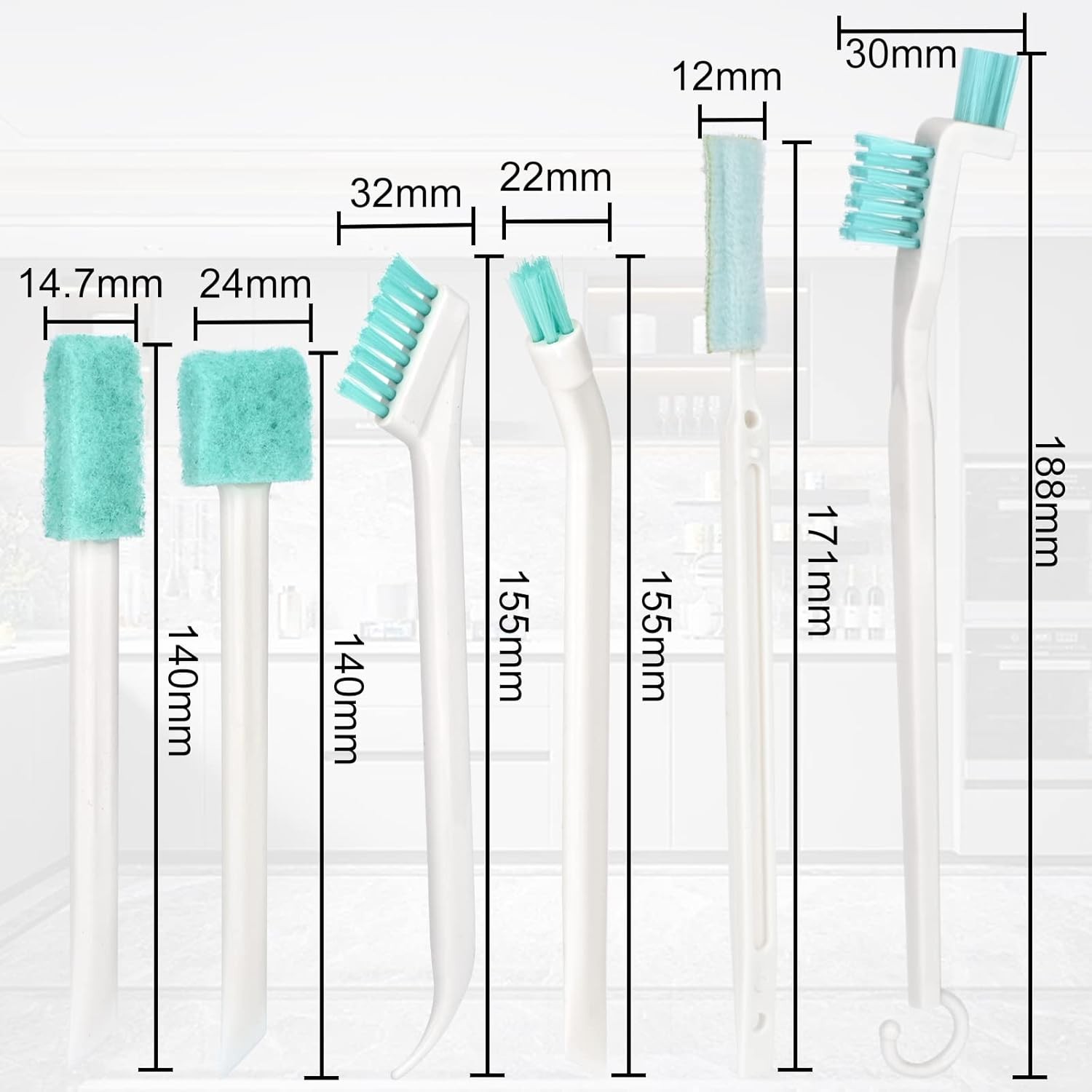 8pc Deep Detail Cleaning Brush Set Crevice Tool Kit for Keyboard Window Gap Sink