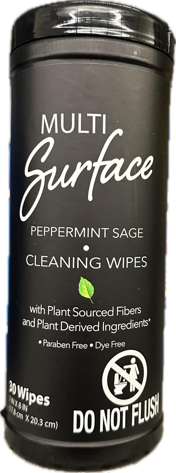 Plant Based Multi Surface Cleaning Wipes Peppermint Sage 30ct Paraben Free