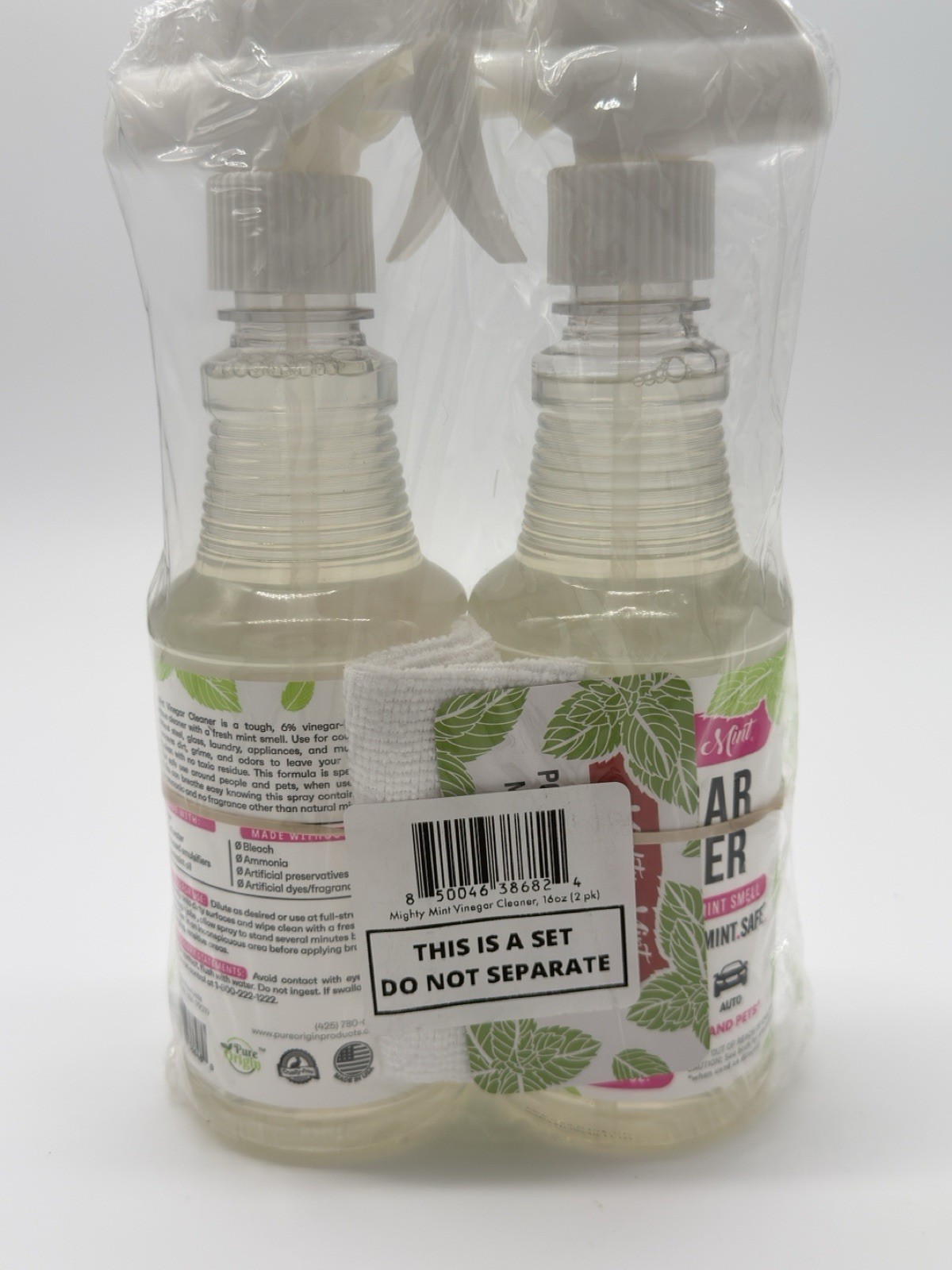 Mighty Mint Vinegar Cleaner Spray 2 Pack 16 fl oz Mint Scent Natural Safe Pets