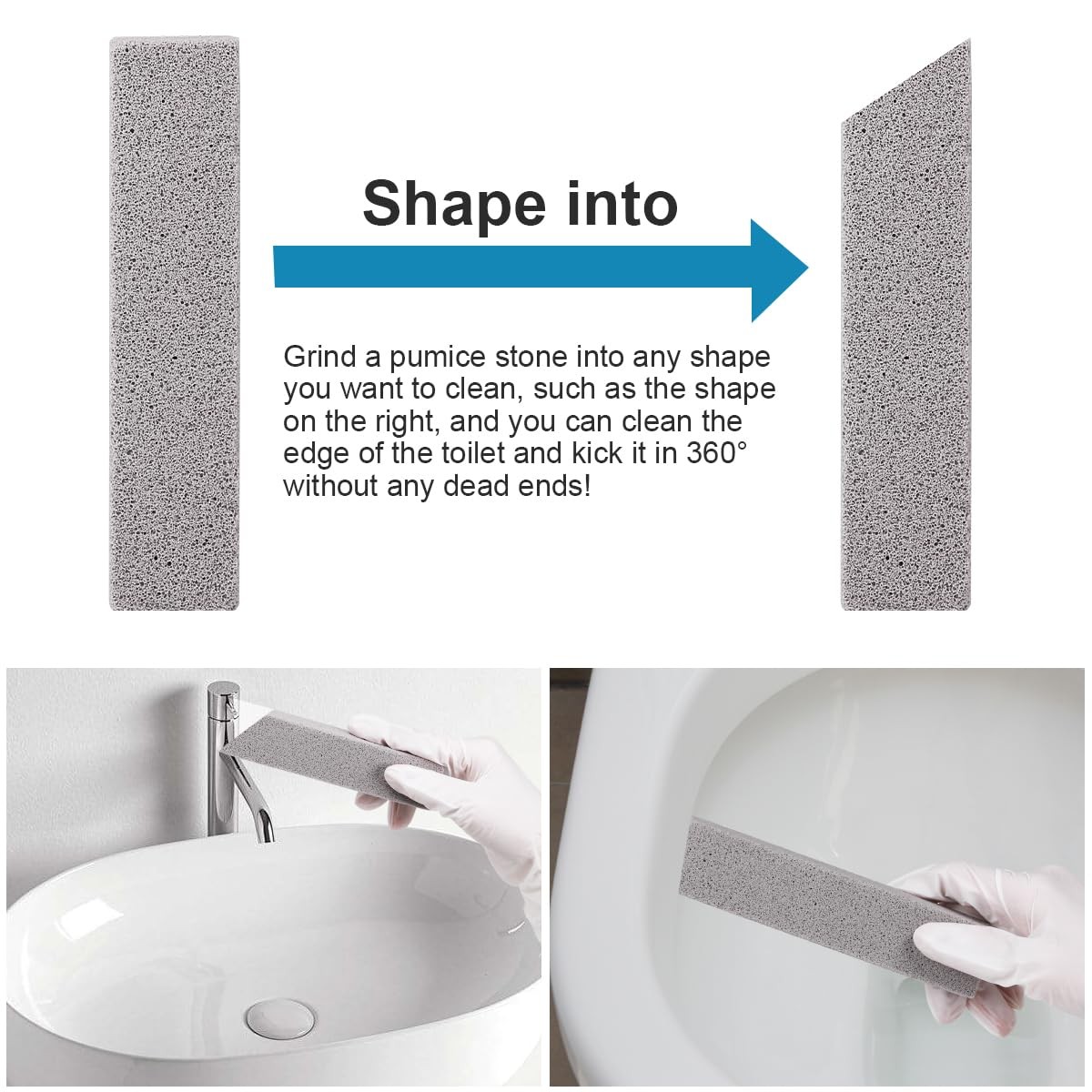 10 Pack Pumice Stone for Toilet Bowl Cleaning, Powerfully Pumice Stick for Clean