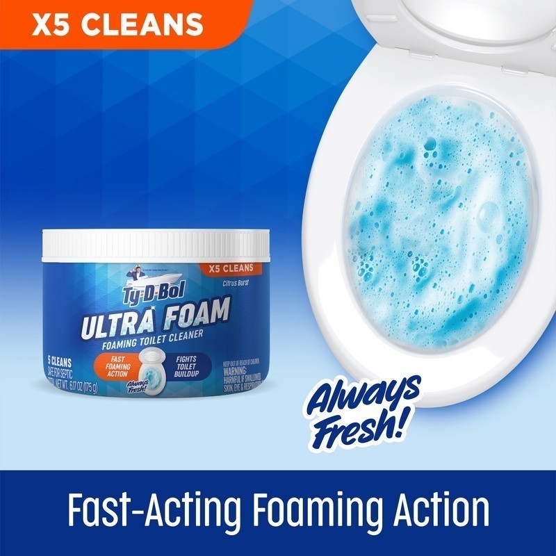 Ultra Foam Toilet Cleaner Citrus Scent Foaming Action Removes Stains 5 Uses
