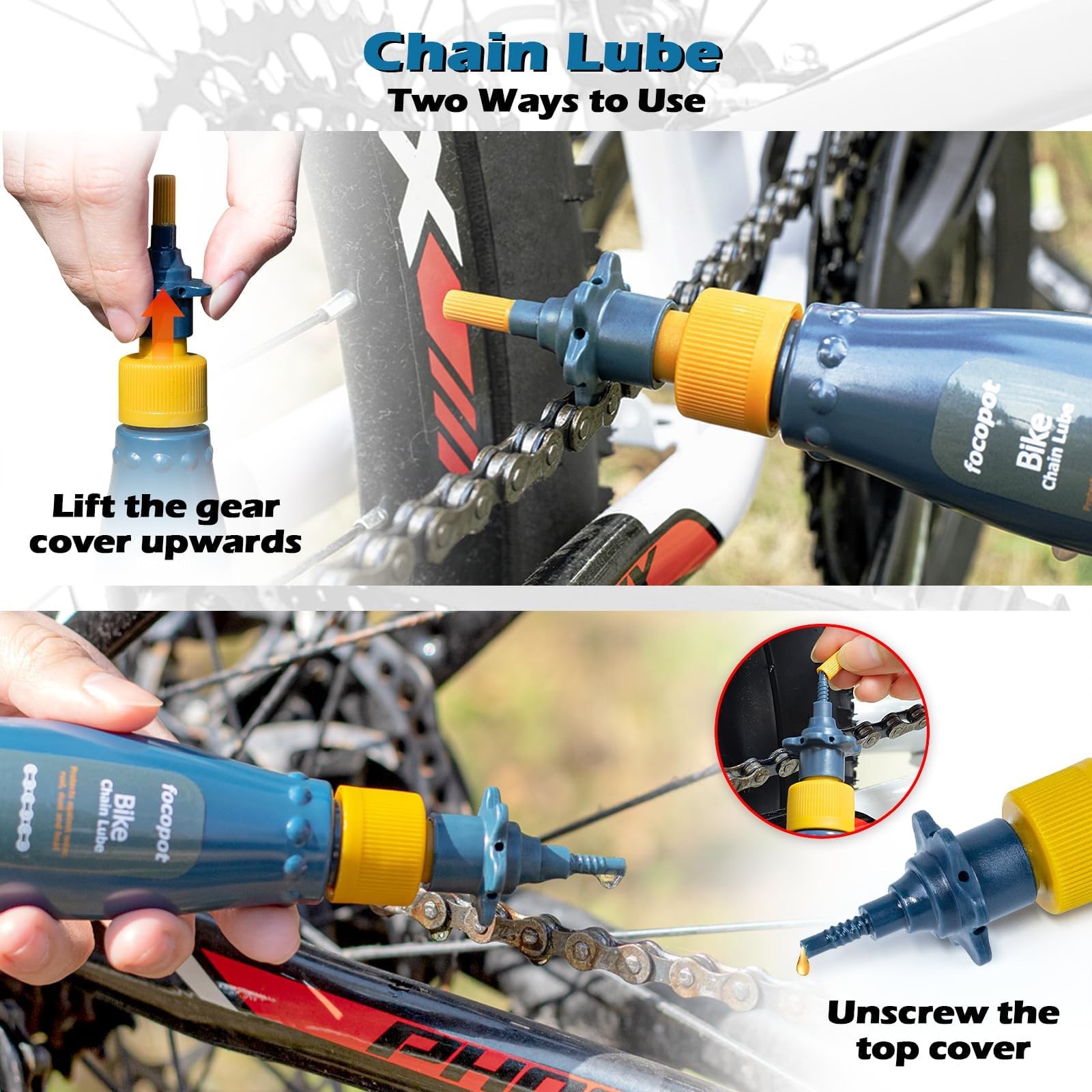 focopot Bike Cleaning Kit with Bicycle Cleaner(25 oz),Degreaser(10 oz),Oil Lu…