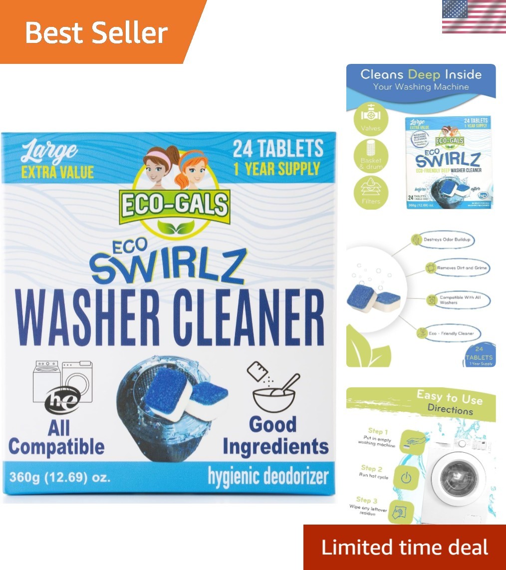 24 Eco-Swirlz Tablets for Deep Cleaning Front & Top Load Washers – HE Compatible