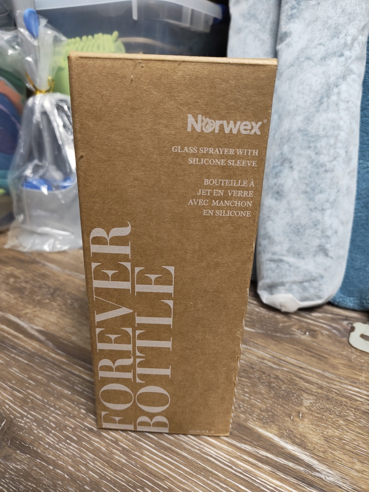 NEW Norwex Forever Bottle Glass Sprayer White Silicone Sleeve Reusable 16oz NIB